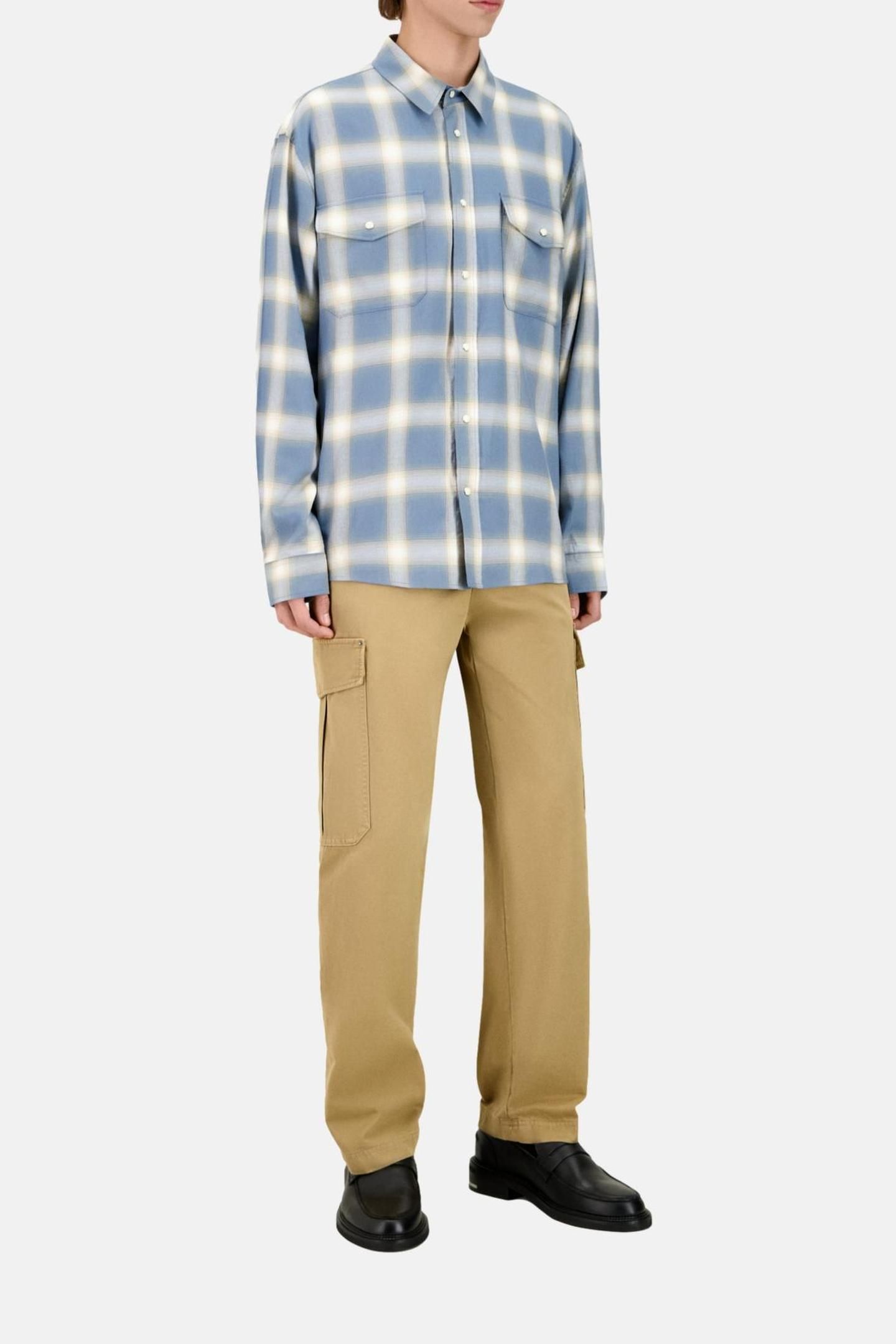 LONG-SLEEVED CHECKED SHIRT BLUE GREY 2