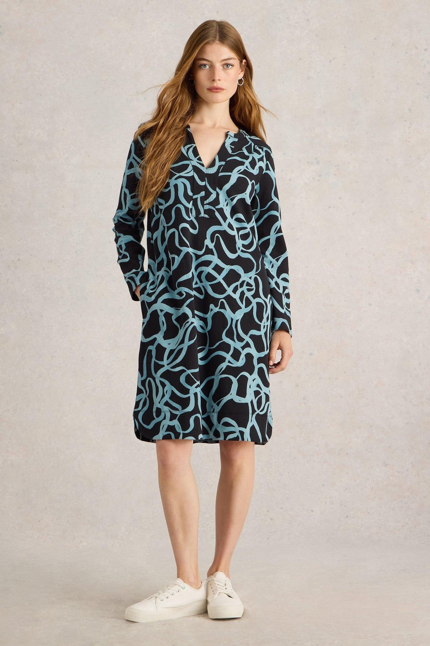 JUNE JERSEY DRESS BLACK PRINT 1