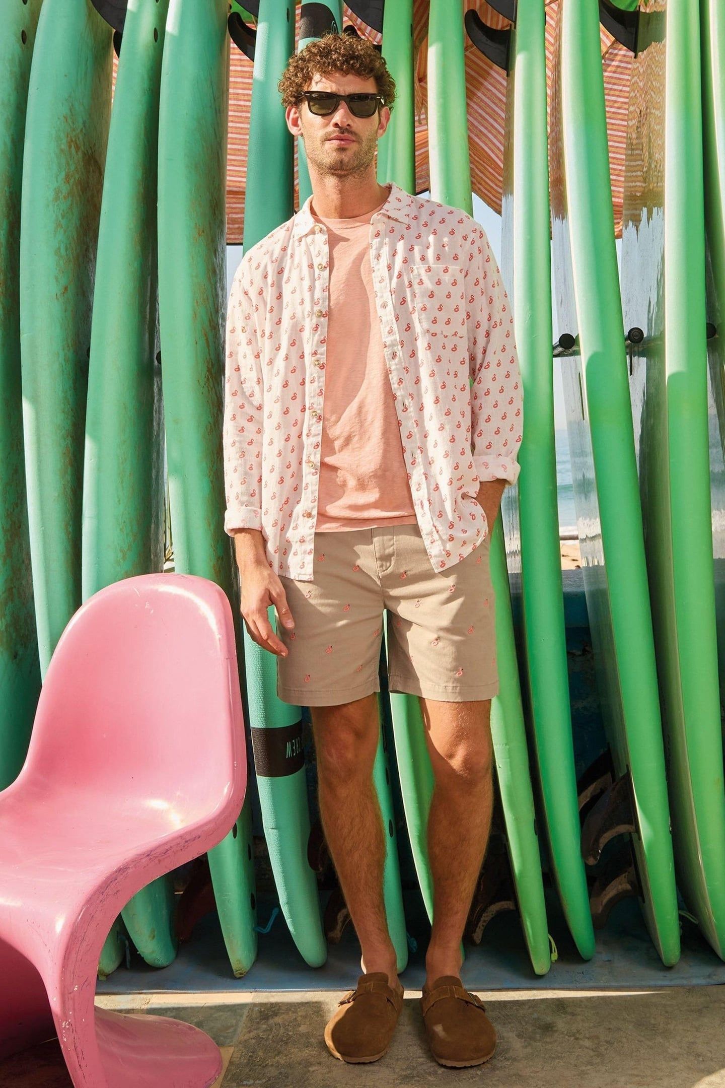 FLAMINGO CHINO SHORT NATURAL PRINT 8
