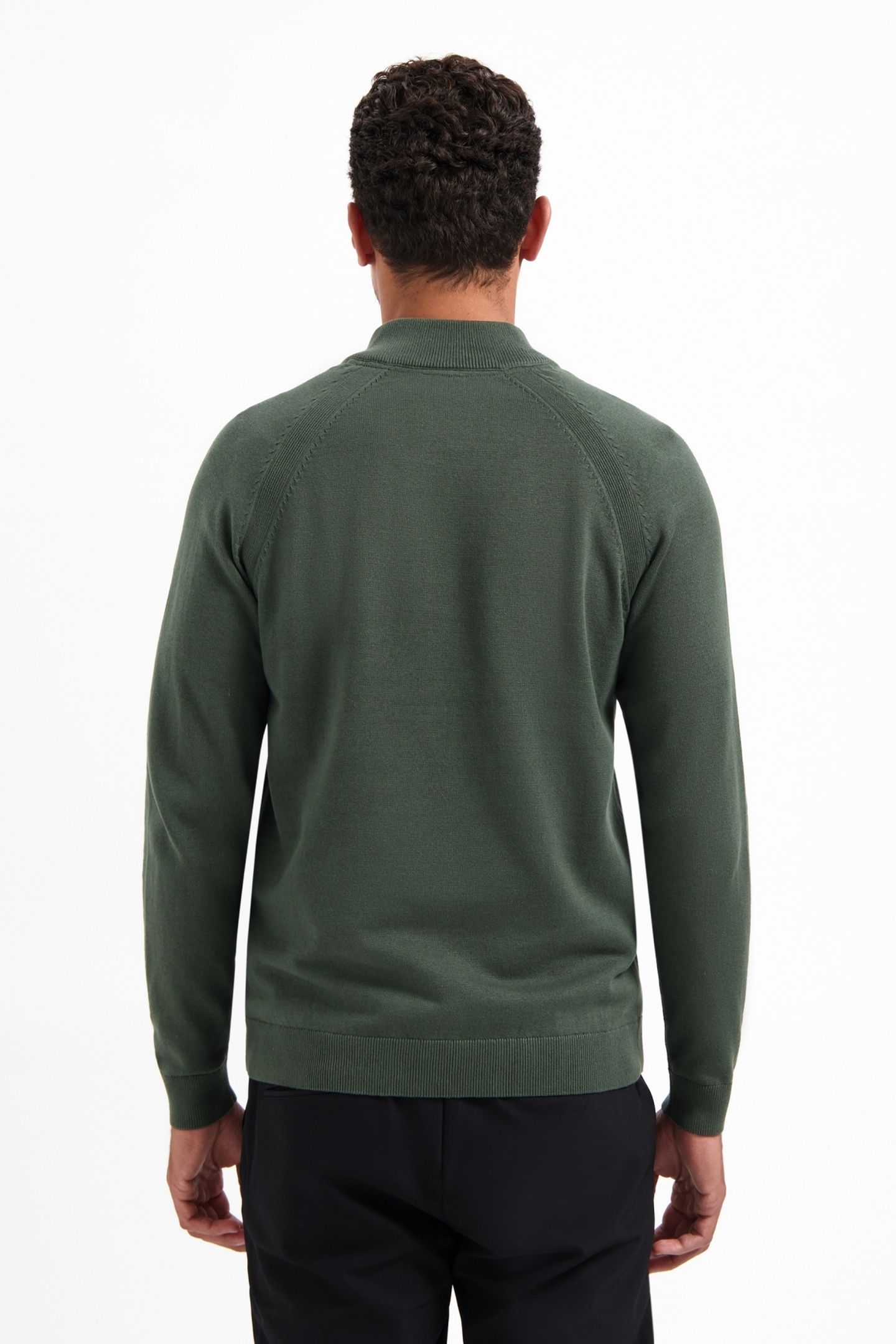 PULLOVER HALF ZIP HIGH COLLAR SOLID DARK GREEN 4