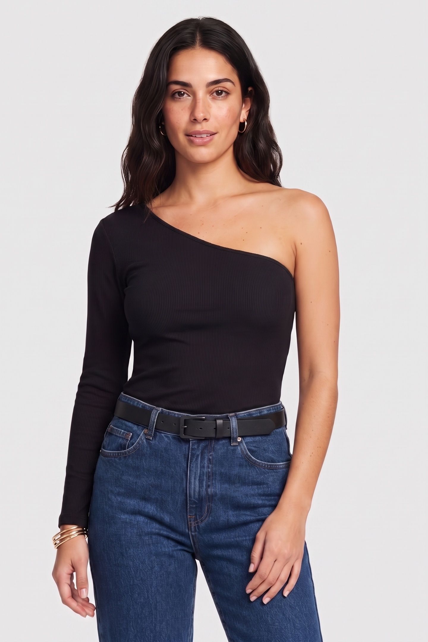 SLEEK COTTON RIB LS BLACK 1