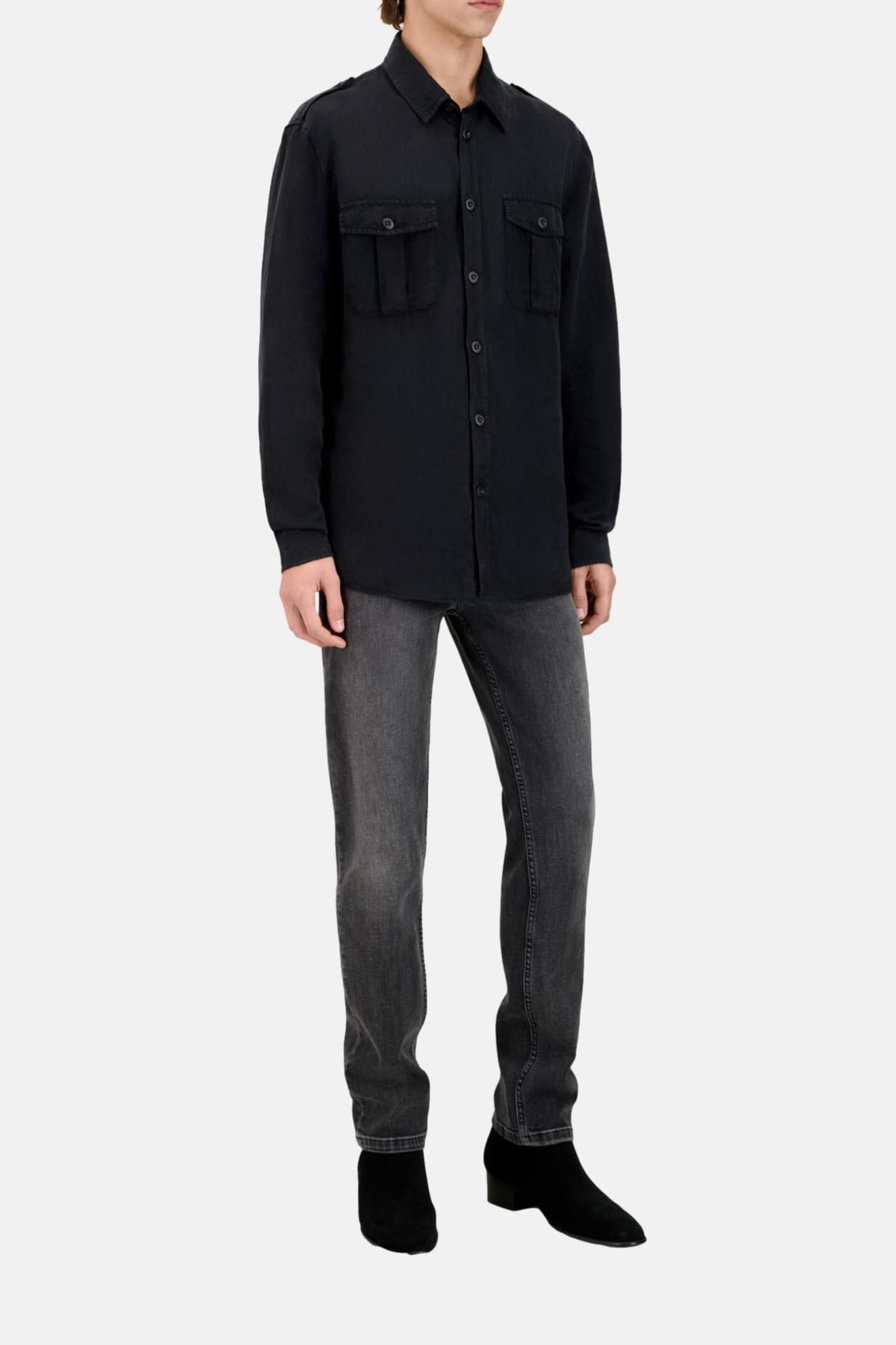 MILITARY SHIRT WITH PATCH POCKETS BLACK 3