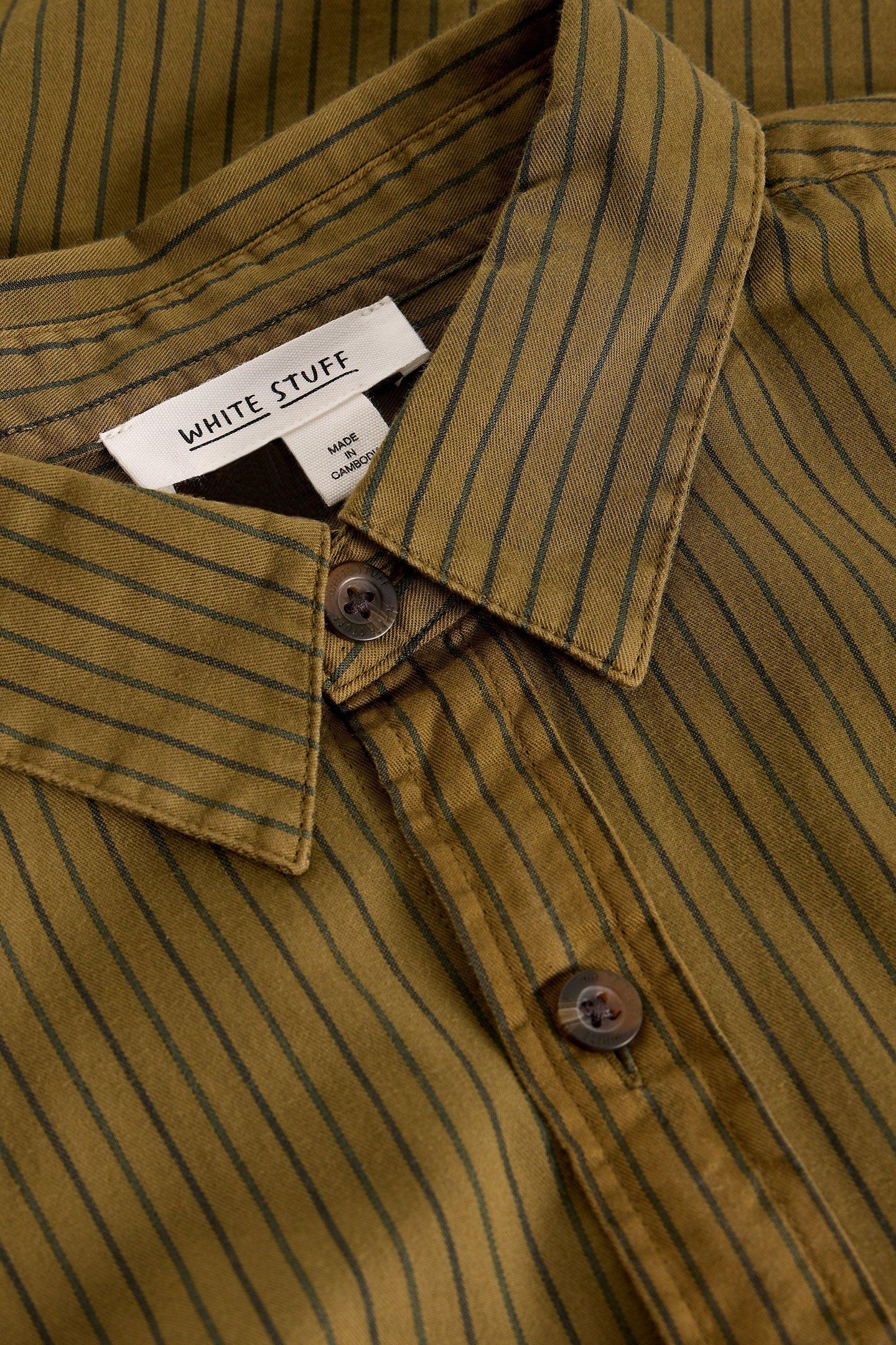 STRIPE TWILL SHIRT KHAKI GREEN 4