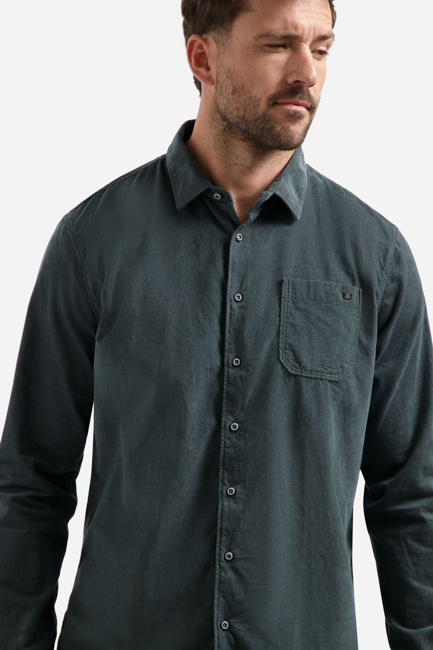 SHIRT HERRINGBONE FINE CORDUROY DARK STEEL 6
