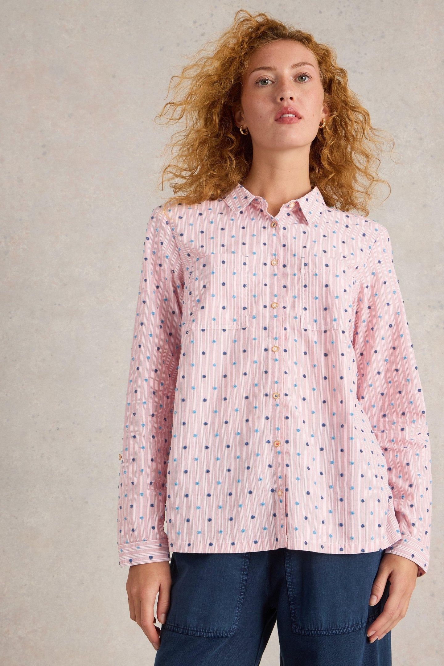 SOPHIE ORGANIC COTTON SHIRT RED MULTI 3