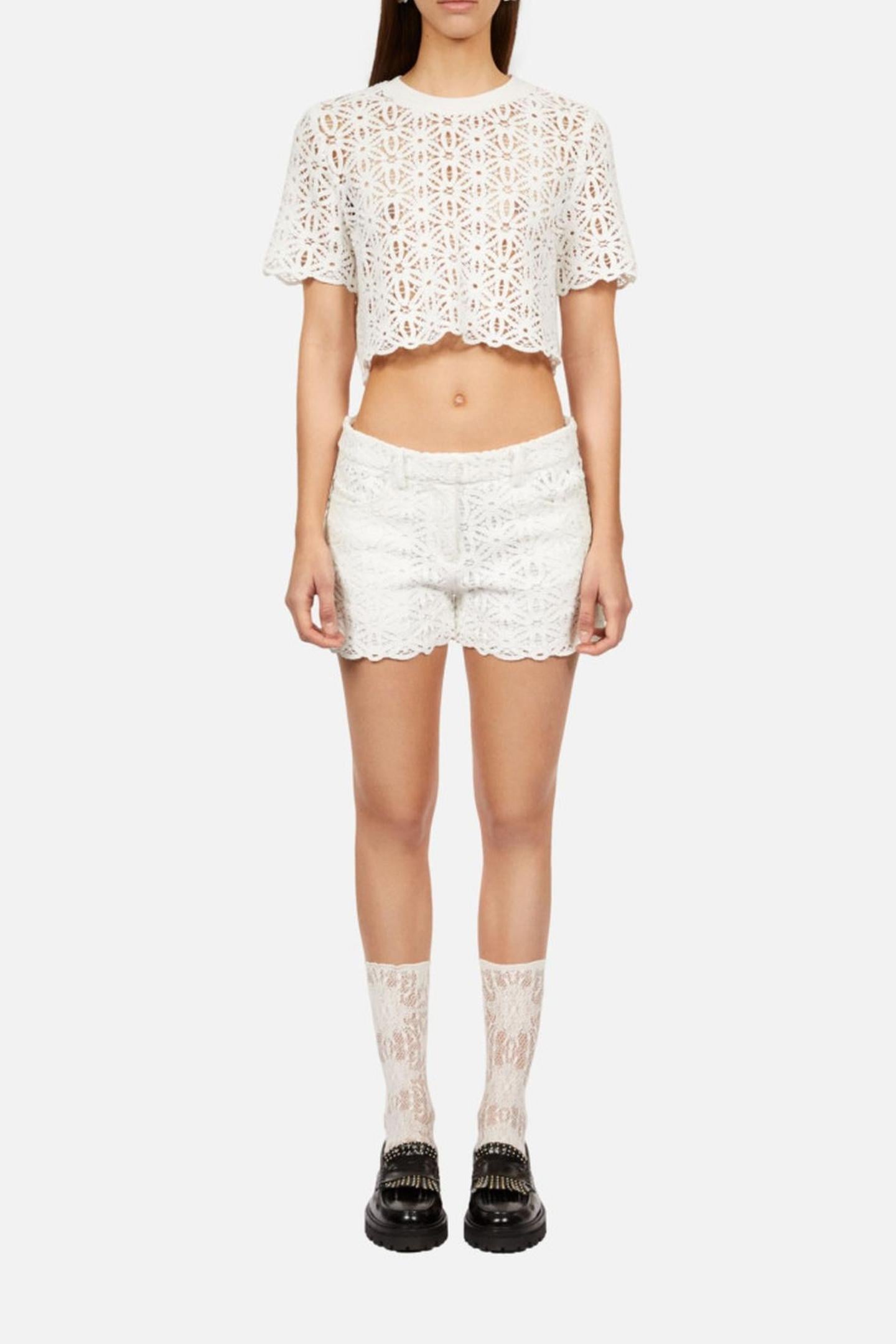 GUIPURE SHORTS WHITE 1