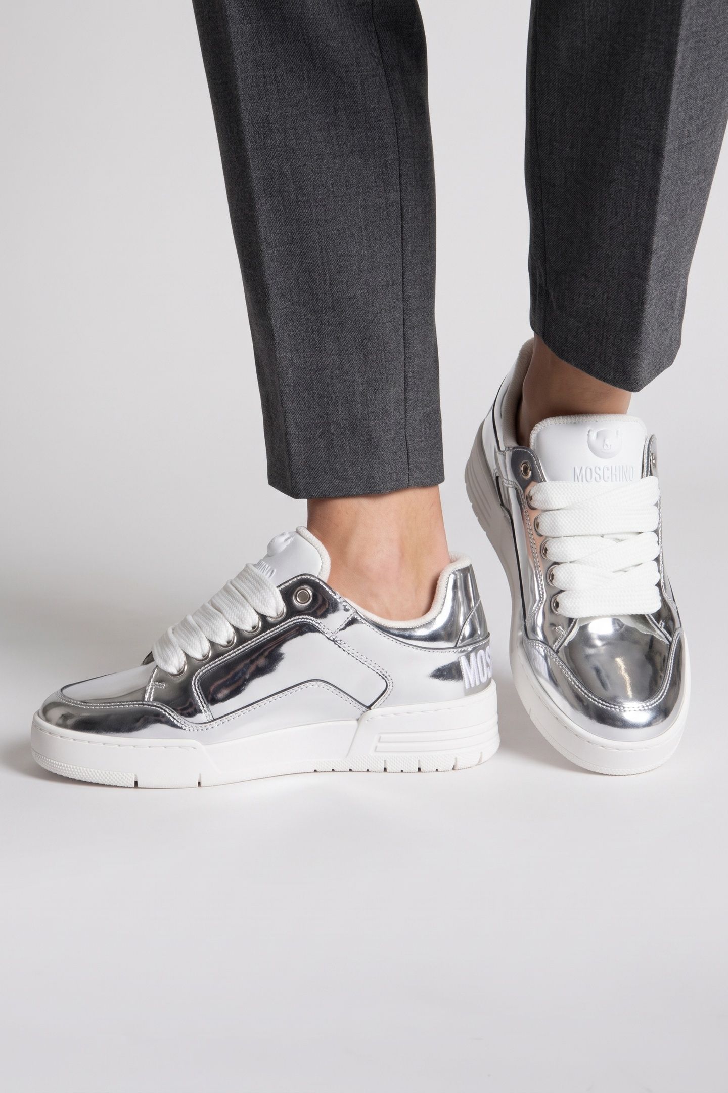 CALFSKIN SNEAKERS SILVER 3