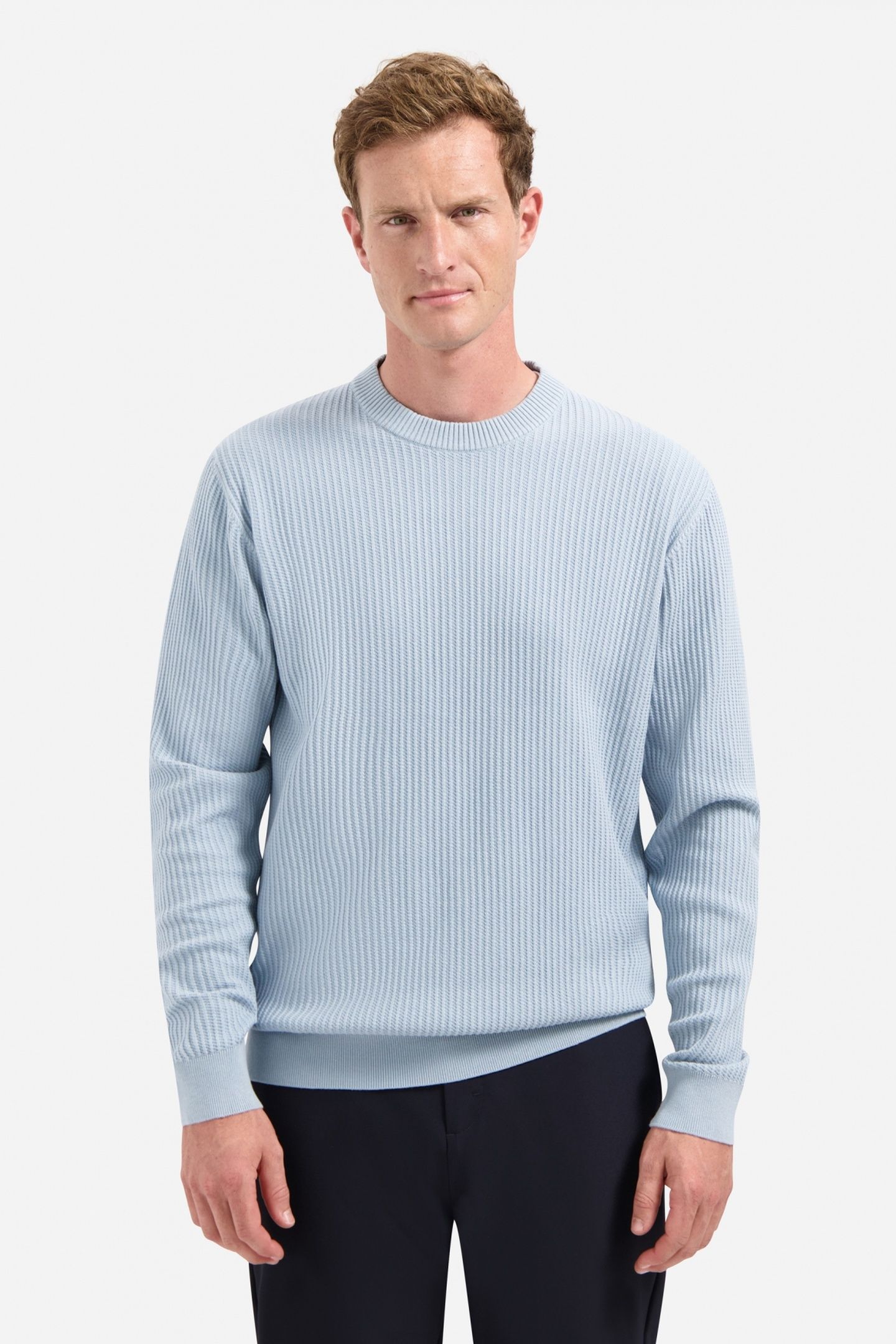 PULLOVER CREWNECK RIB DUSTY BLUE 1