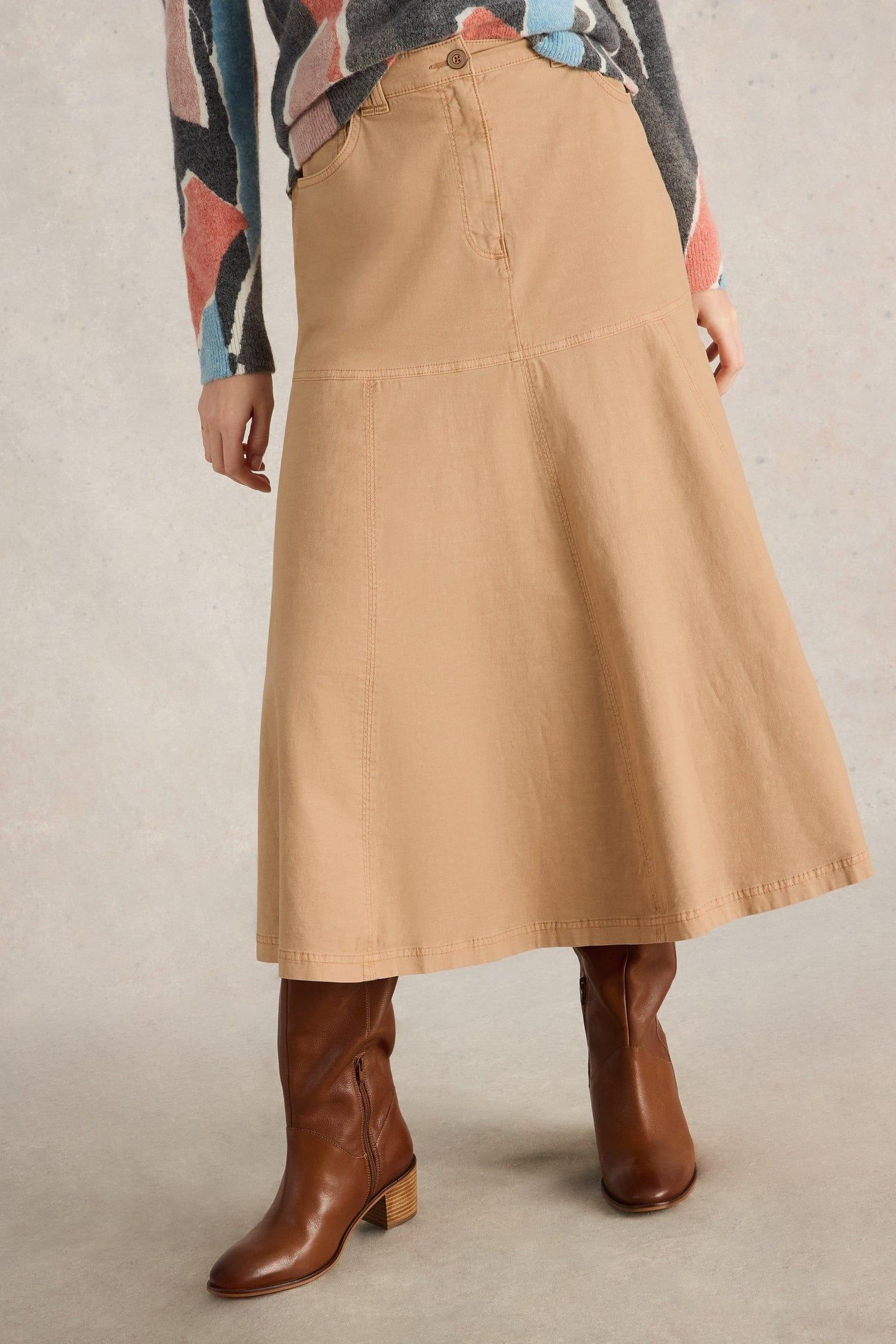 QUINN MIDI SKIRT DARK NATURAL 1