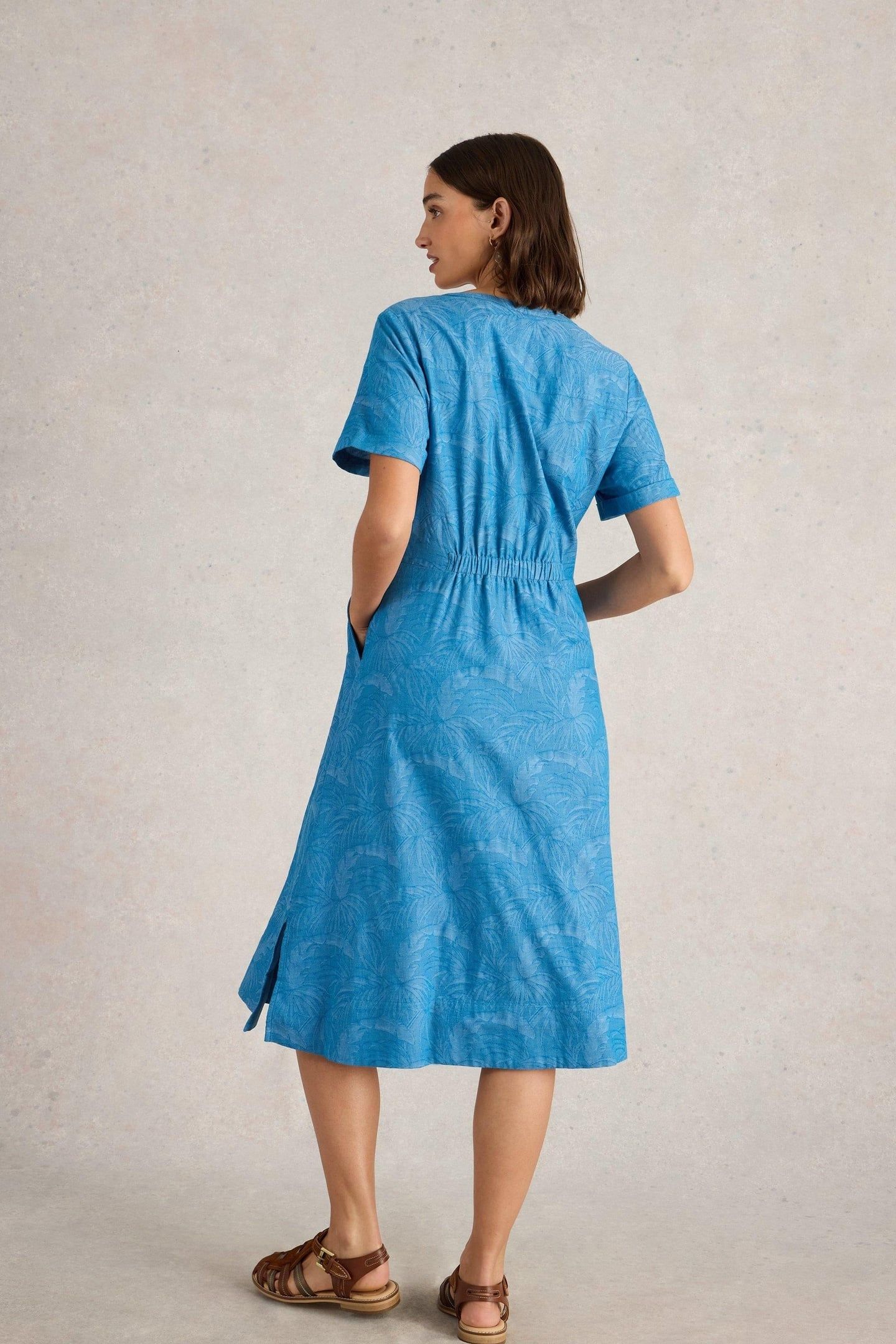 IRIS COTTON JACQUARD DRESS CHAMBRAY BLUE 2