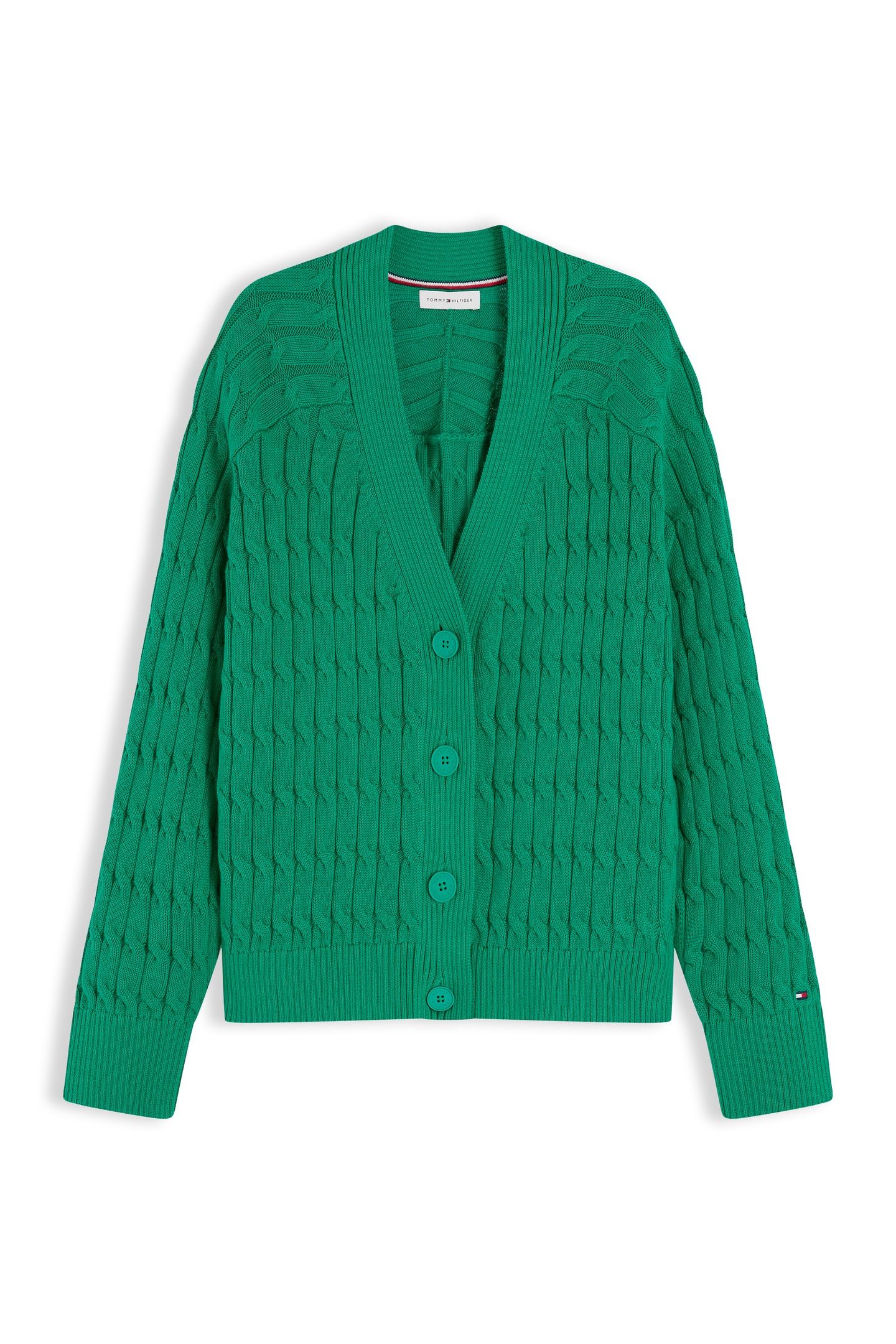 MID CABLE V-NECK LS COURTSIDE GREEN 4