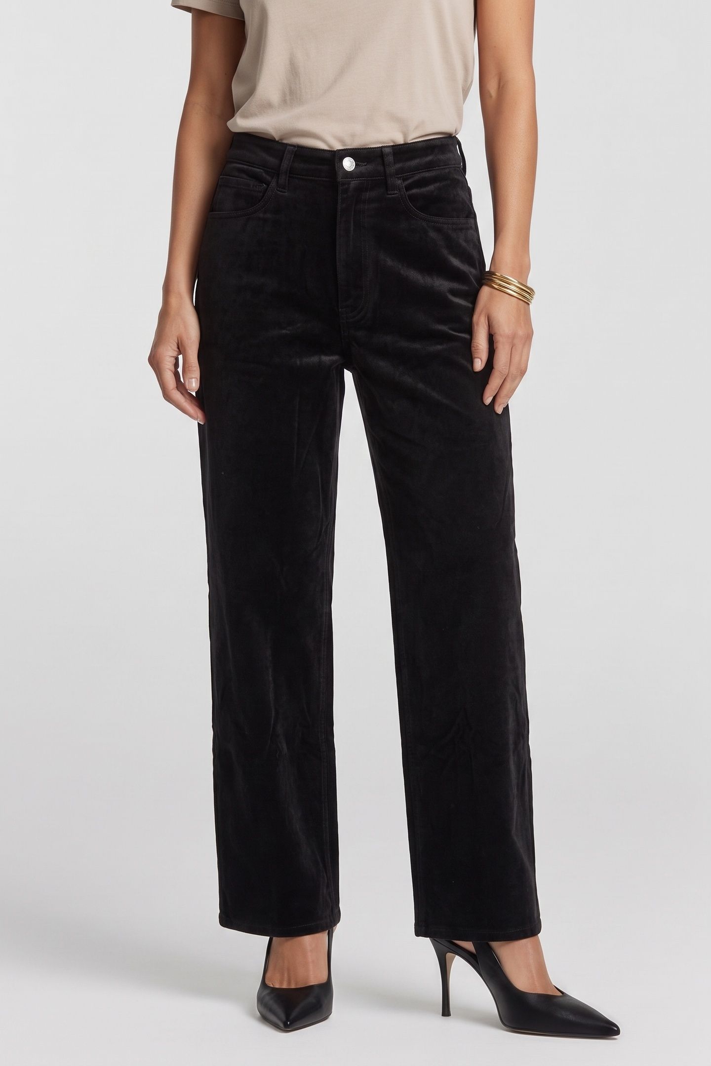 AMBER COTTON VELVET TROUSERS BLACK 1
