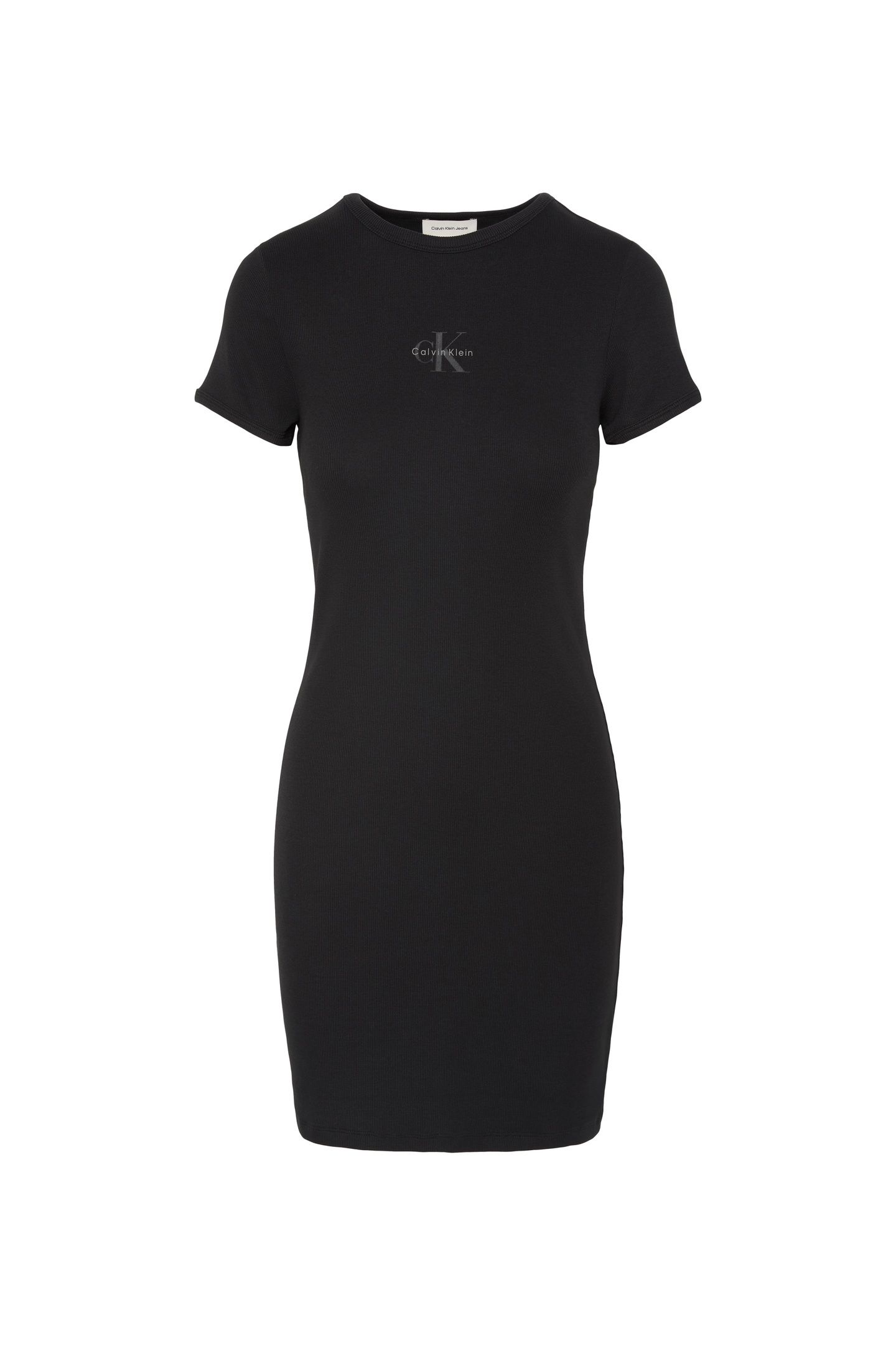 SHORT SLEEVE MONOLOGO 2X2 BABY RIB DRESS BLACK 4