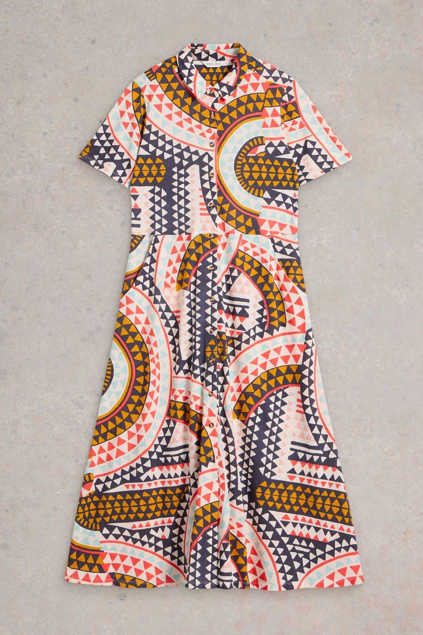 RUA JERSEY SHIRT DRESS WHITE MULTI 6