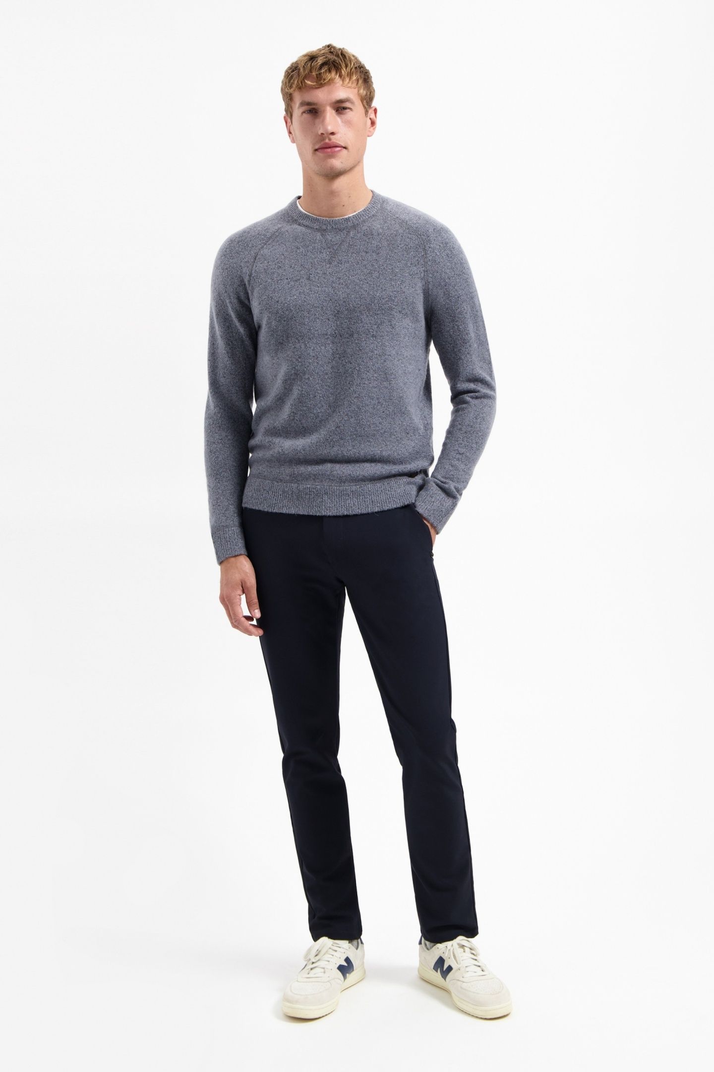PULLOVER CREWNECK SOFT WOOL BLEND WASHED BLUE 2