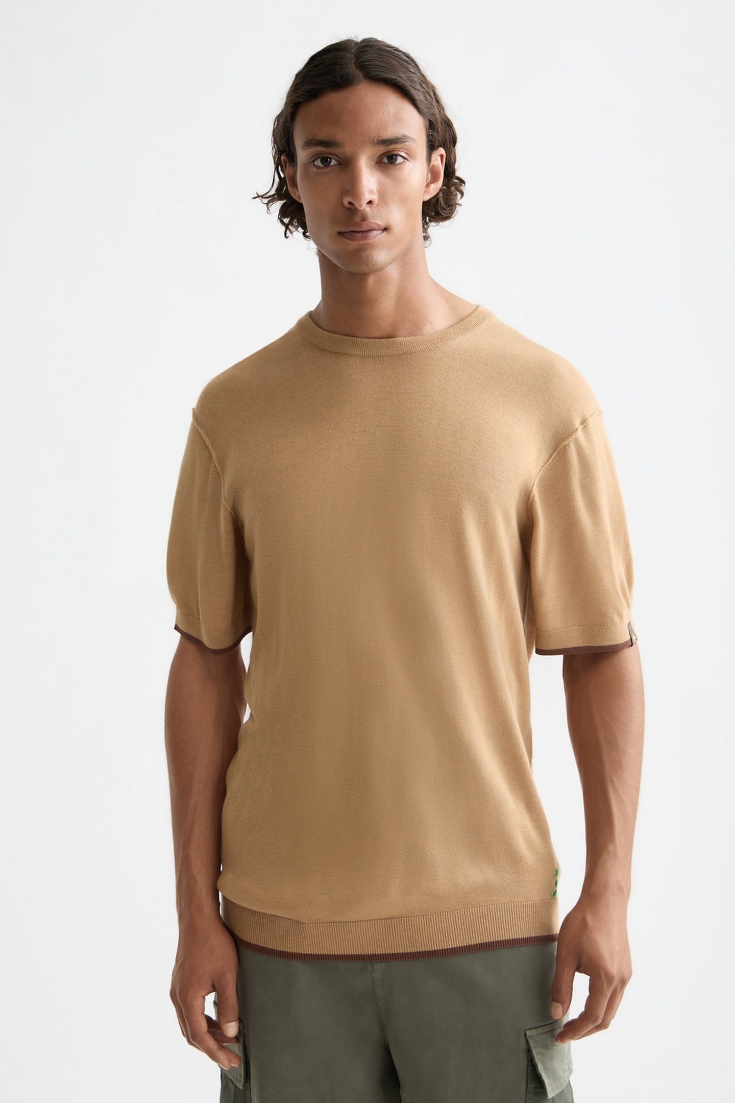 KNITTED RELAXED FIT T-SHIRT TANNIN 1