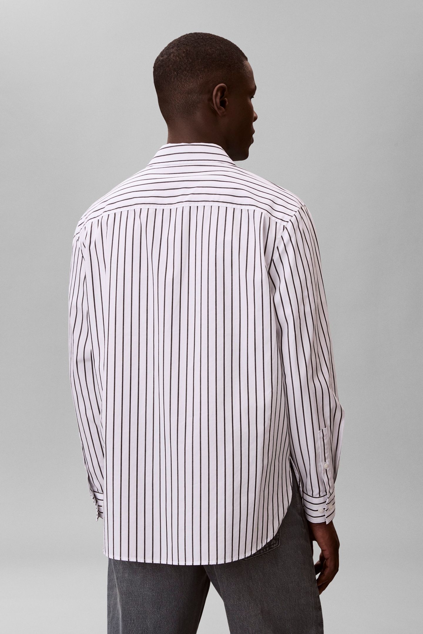 LONG SLEEVE YARN-DYED STRIPE WASHED BRILLIANT WHITE 4
