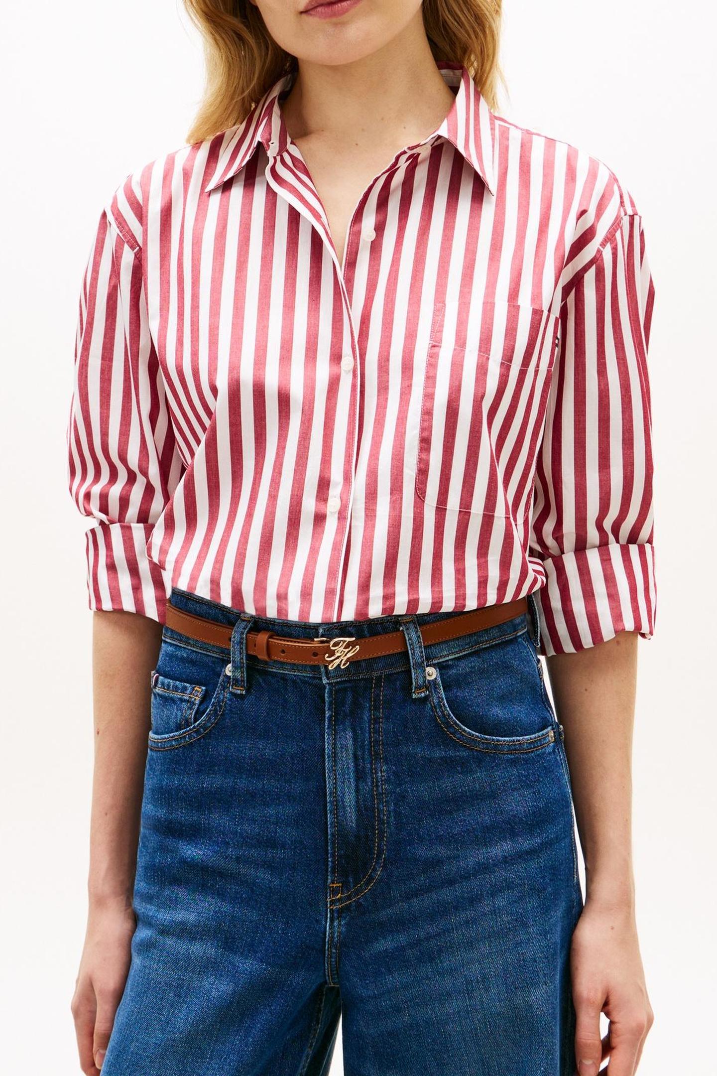 ESS POPLIN EASY FIT WIDE BANKER ECRU LIBERTY RED 3