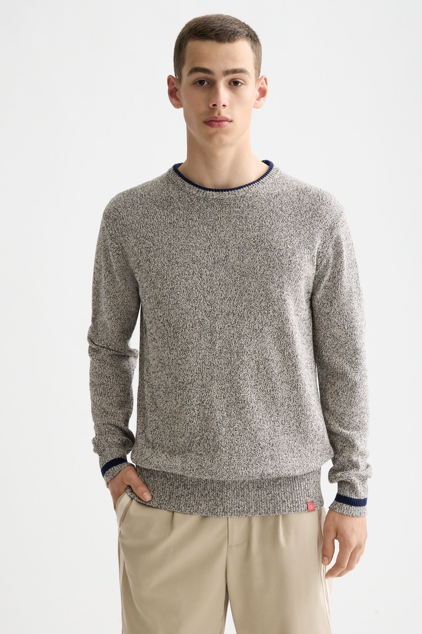 MELANGE REGULAR FIT CREW NECK PLAZA TAUPE MELANGE 1