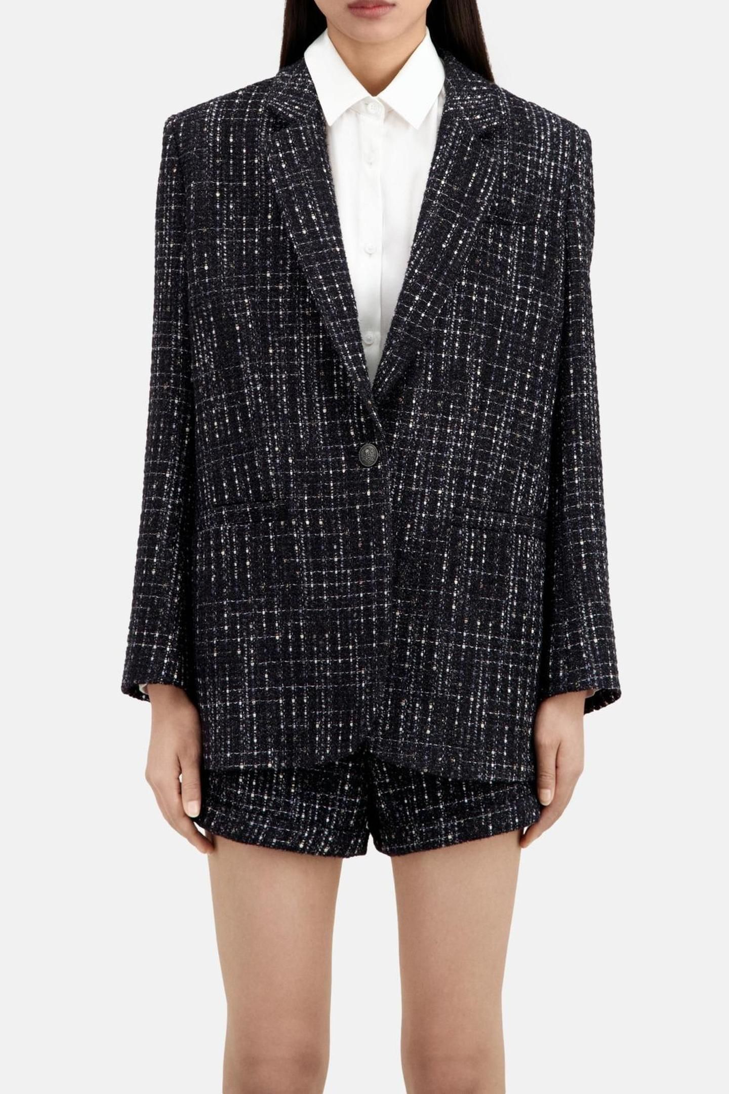 VESTE LOOSE AND TWEED BLACK WHITE 1