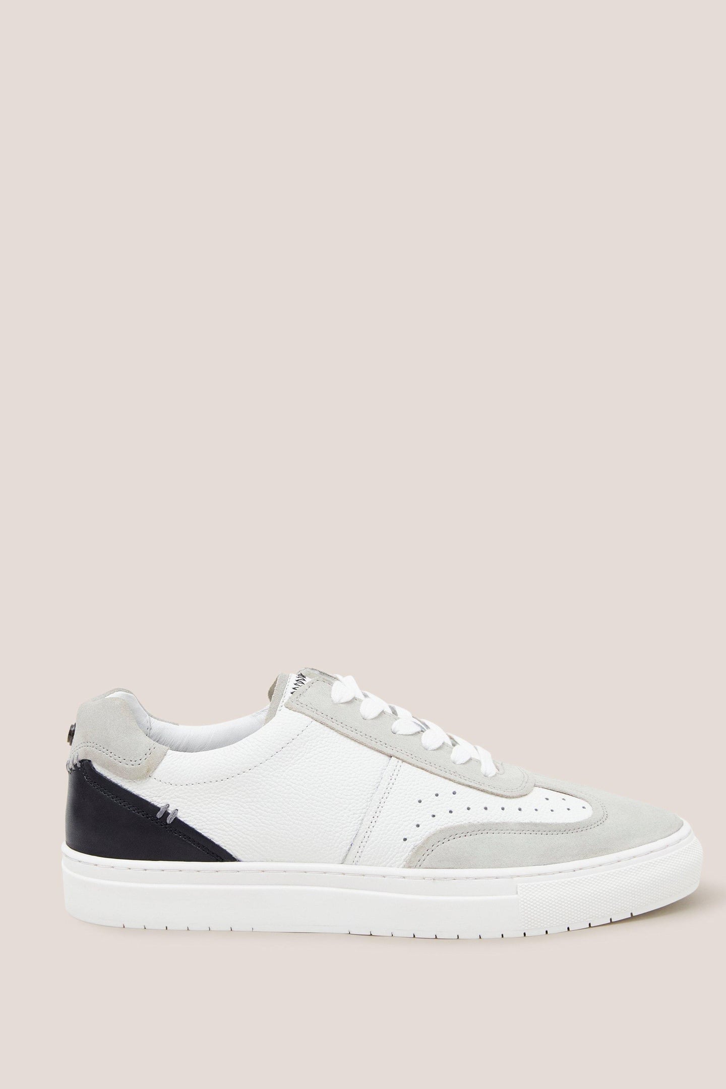 LEATHER LACE UP TRAINER WHITE MULTI 1