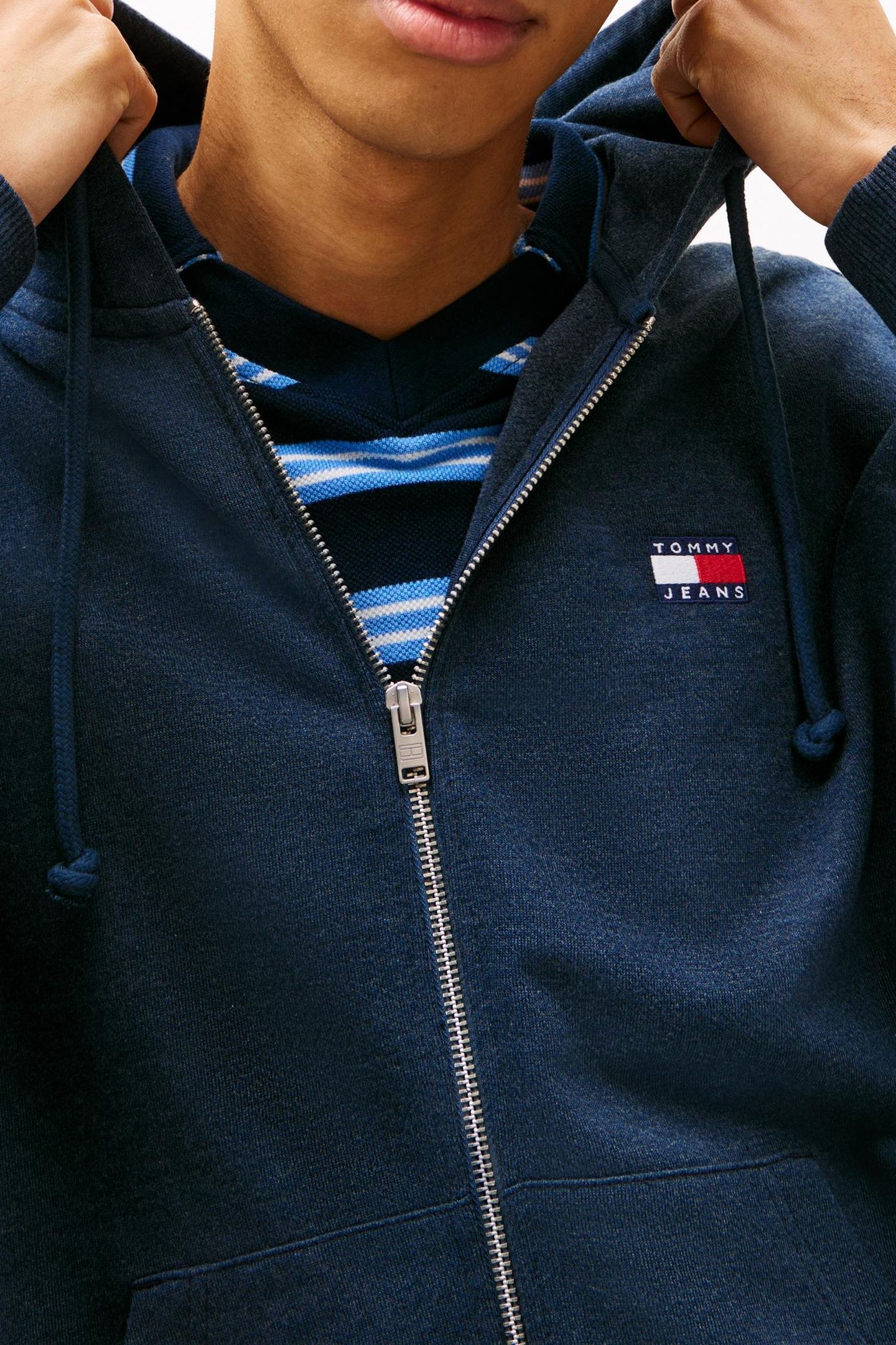 90S BADGE ZIP-THRU HOODIE DARK NIGHT NAVY 5