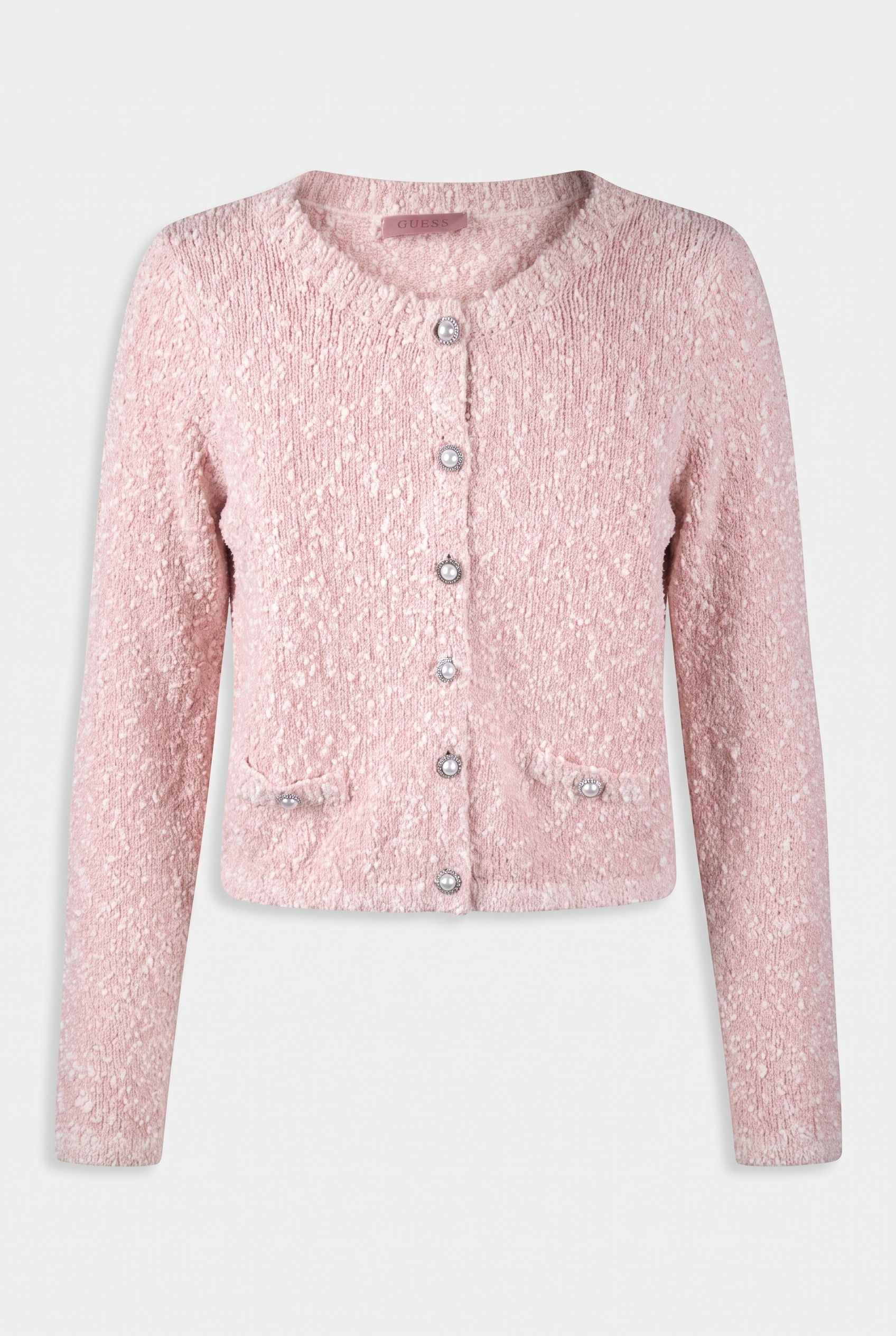 GUESS ECO DOROTHY CN LS CARDI PINK AND WHITE COMBO 3