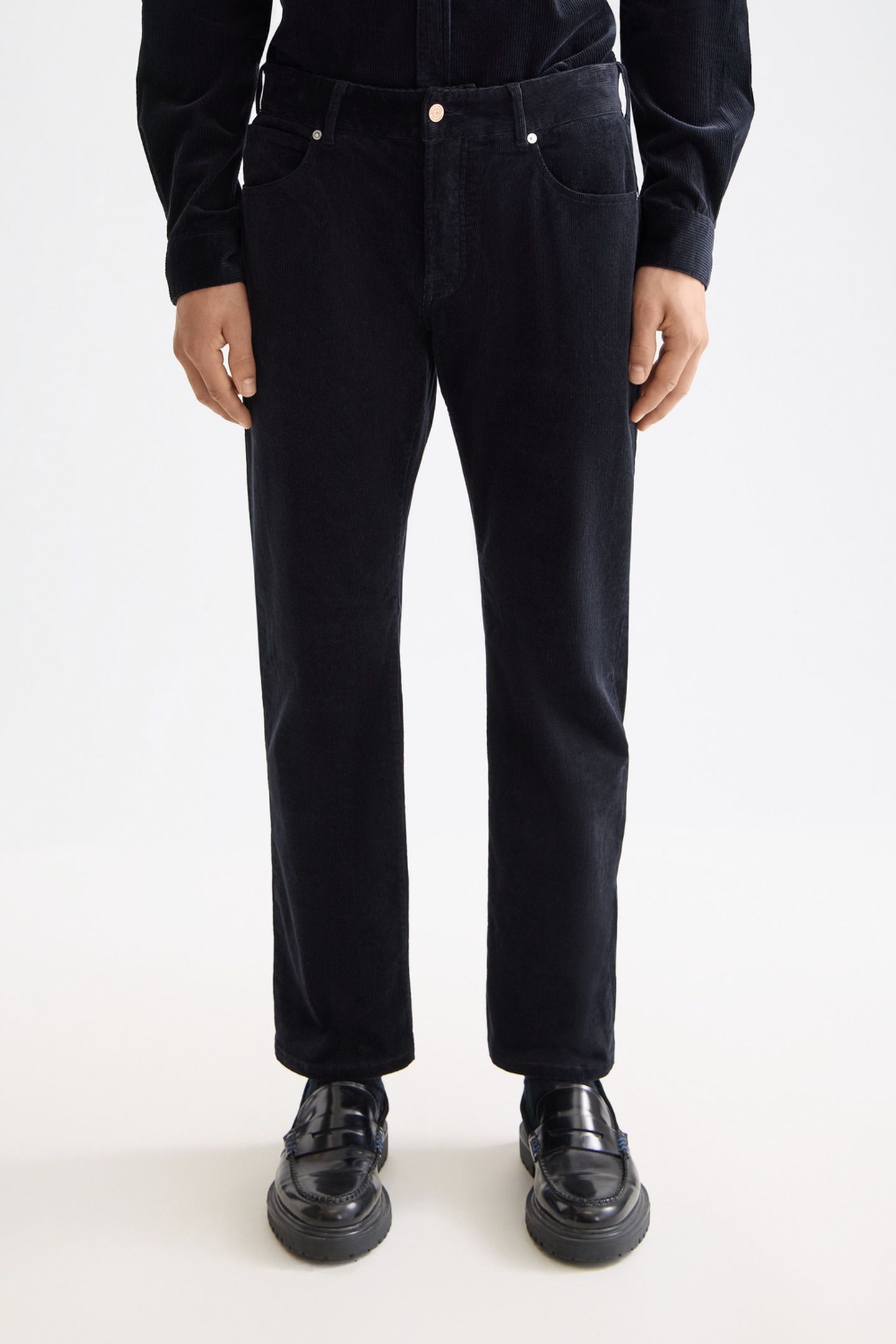 THE ZEE STRAIGHT JEANS IN COLOURED CORDUROY ANTRACITE 1