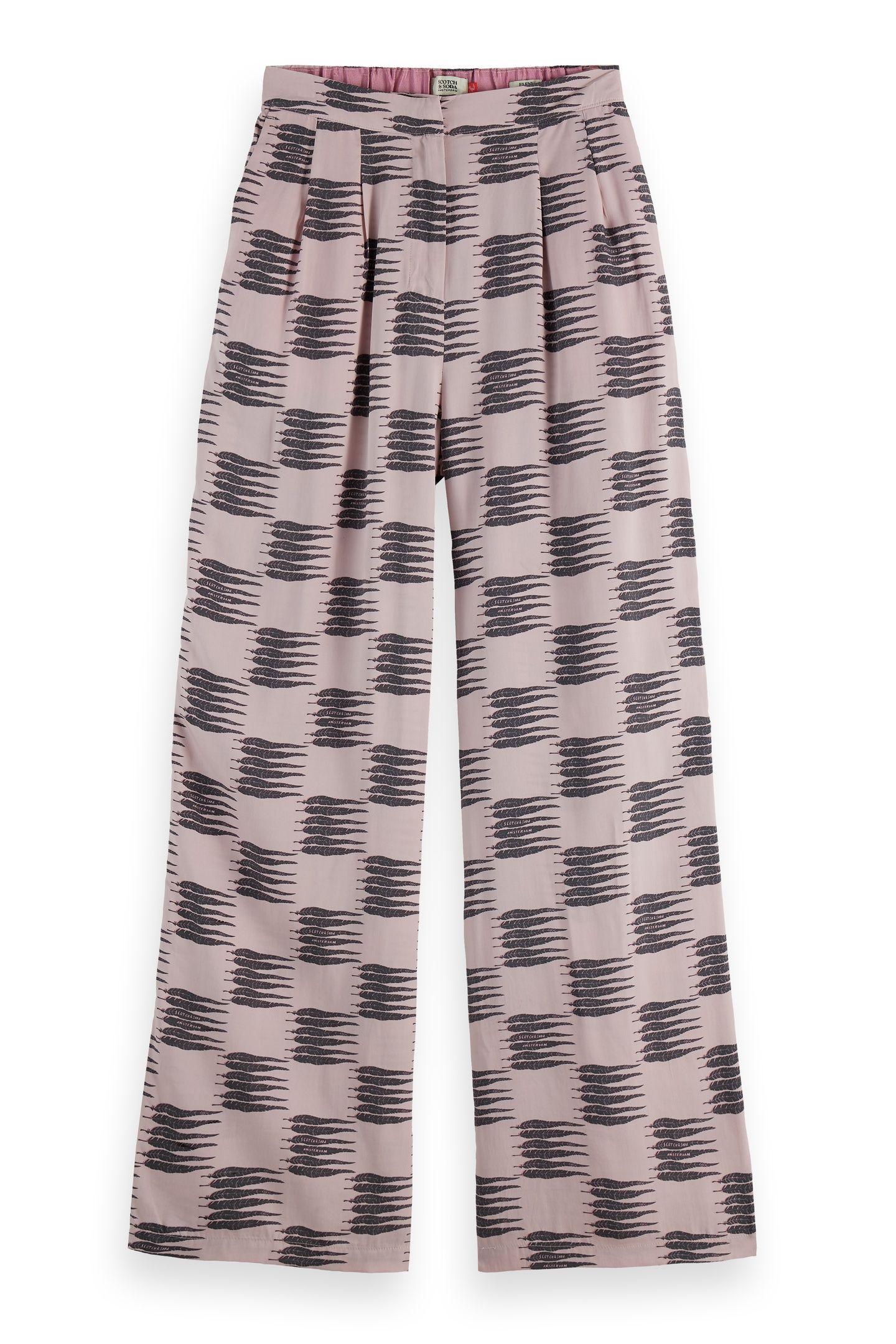 ELENI - HIGH RISE WIDE LEG PYJAMA PANTS FEATHER BLOCK 4