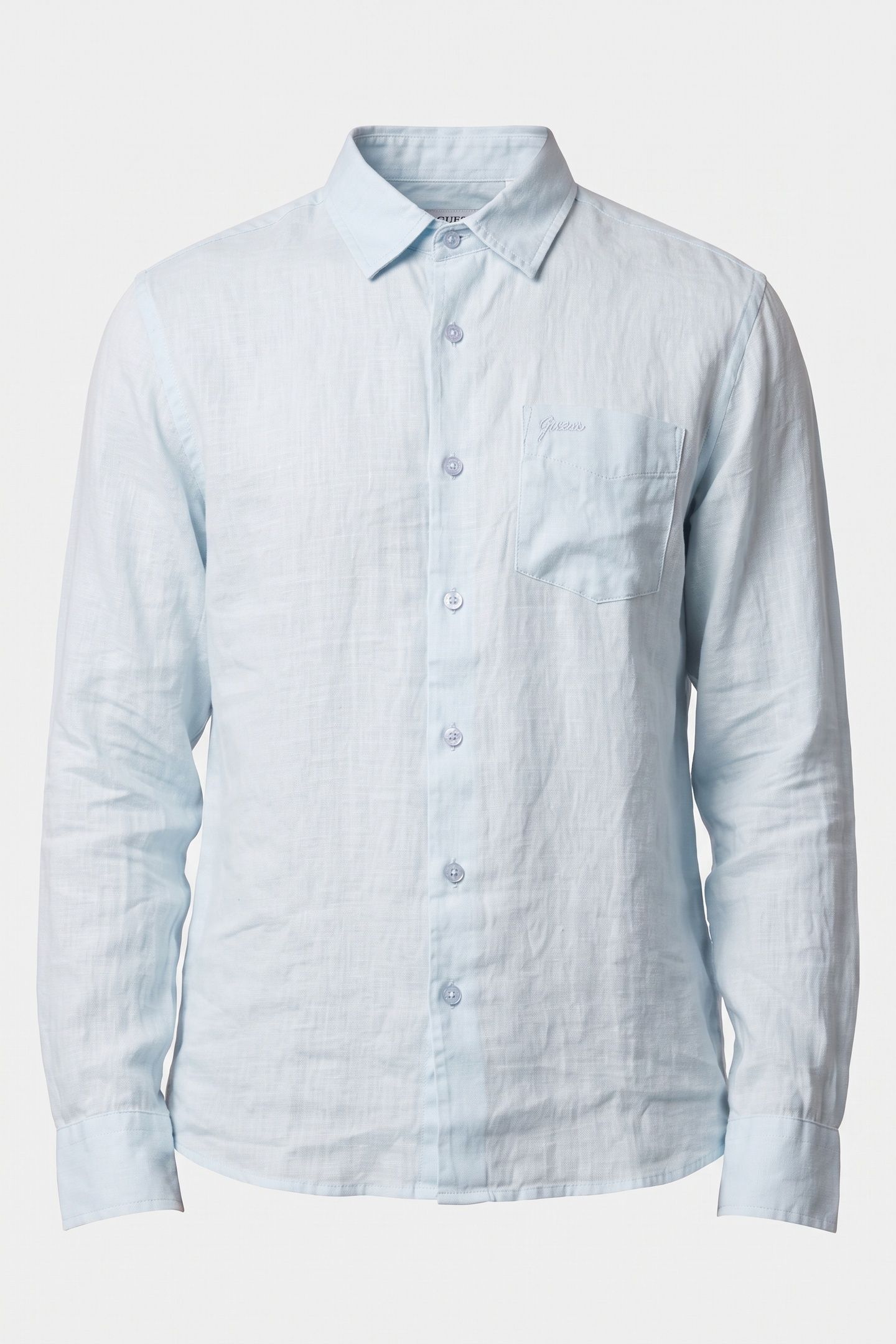 GUESS ECO LS NAPA LINEN SHIRT AZURE LAGUNA MULTI 3