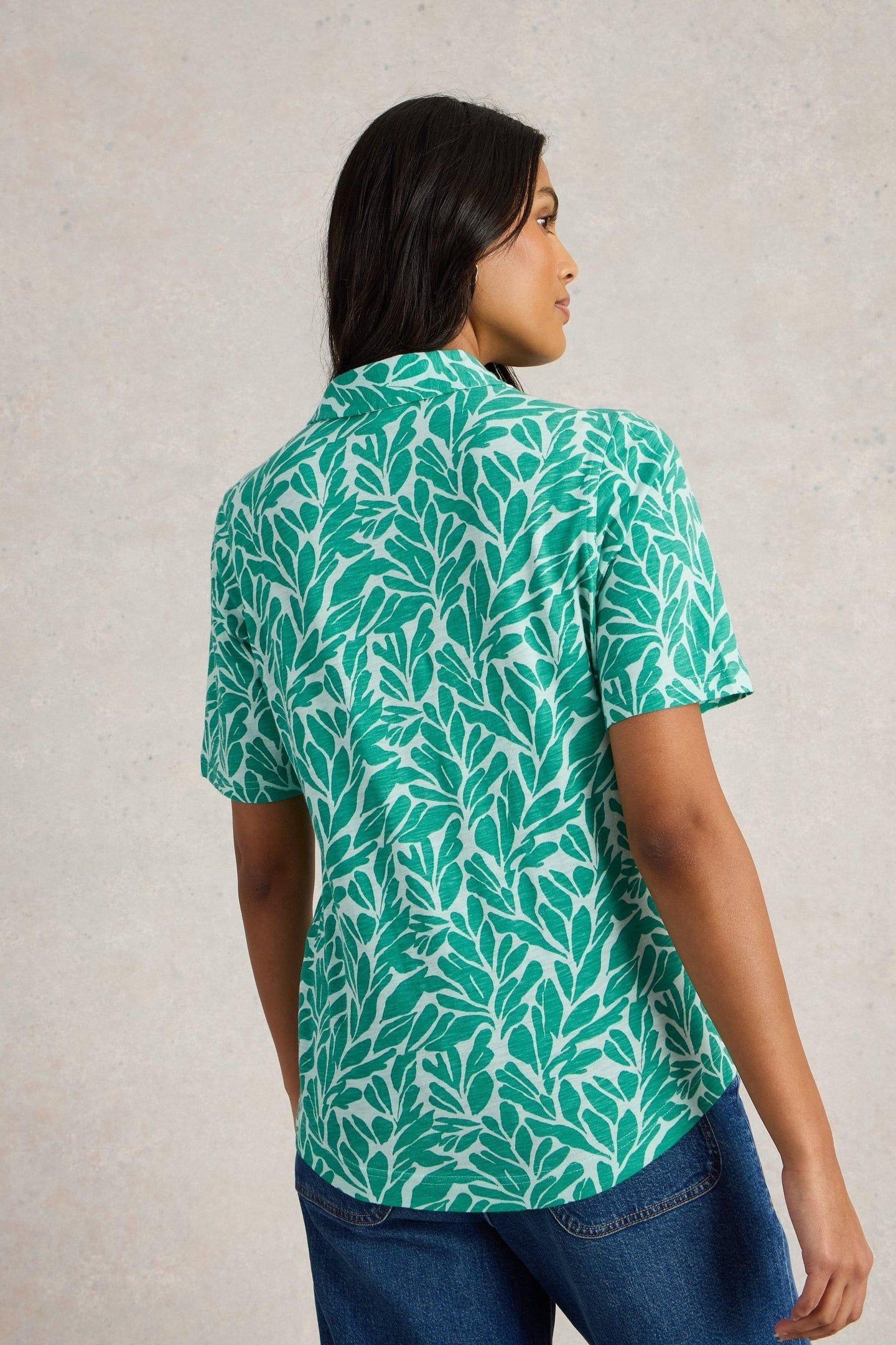 ANNIE SS JERSEY SHIRT TEAL PRINT 2