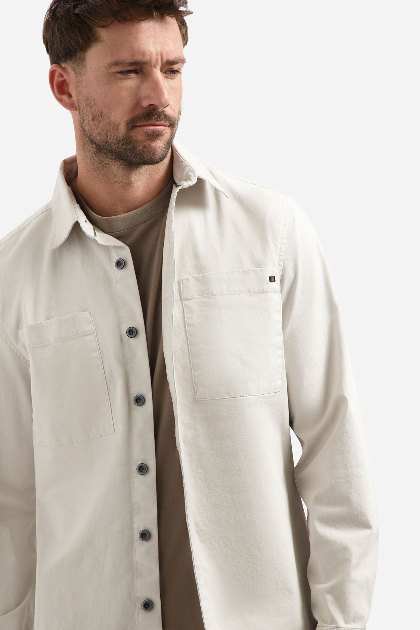 OVERSHIRT BUTTONS STRETCH CHALK 6