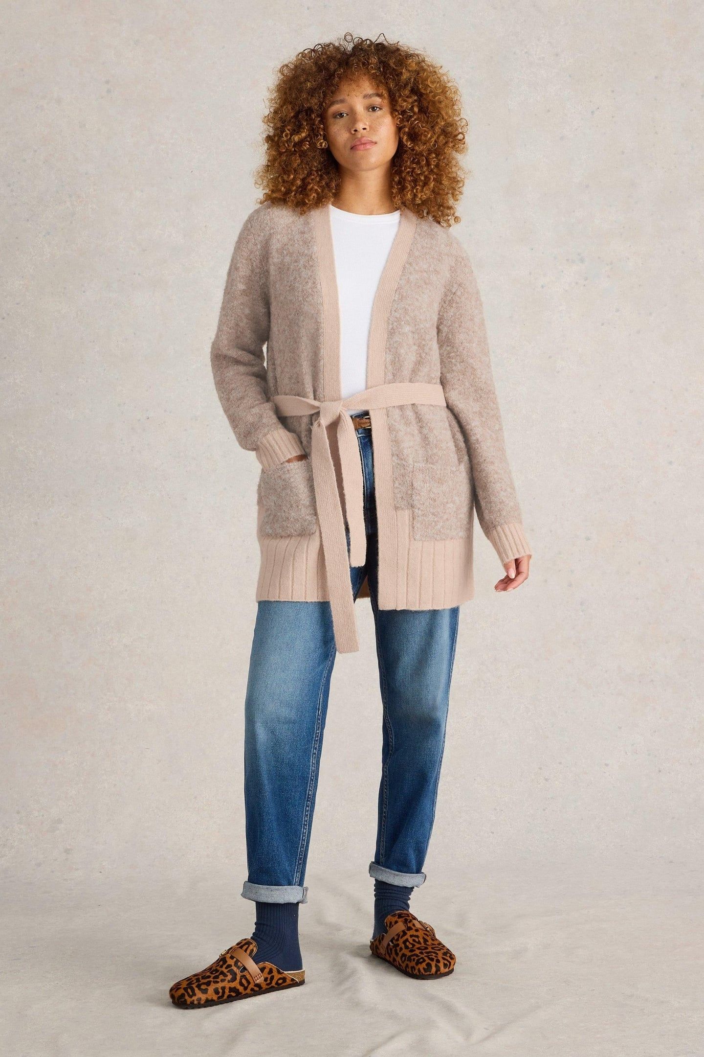 BOBBY BOUCLE BELTED CARDI LIGHT NATURAL 1