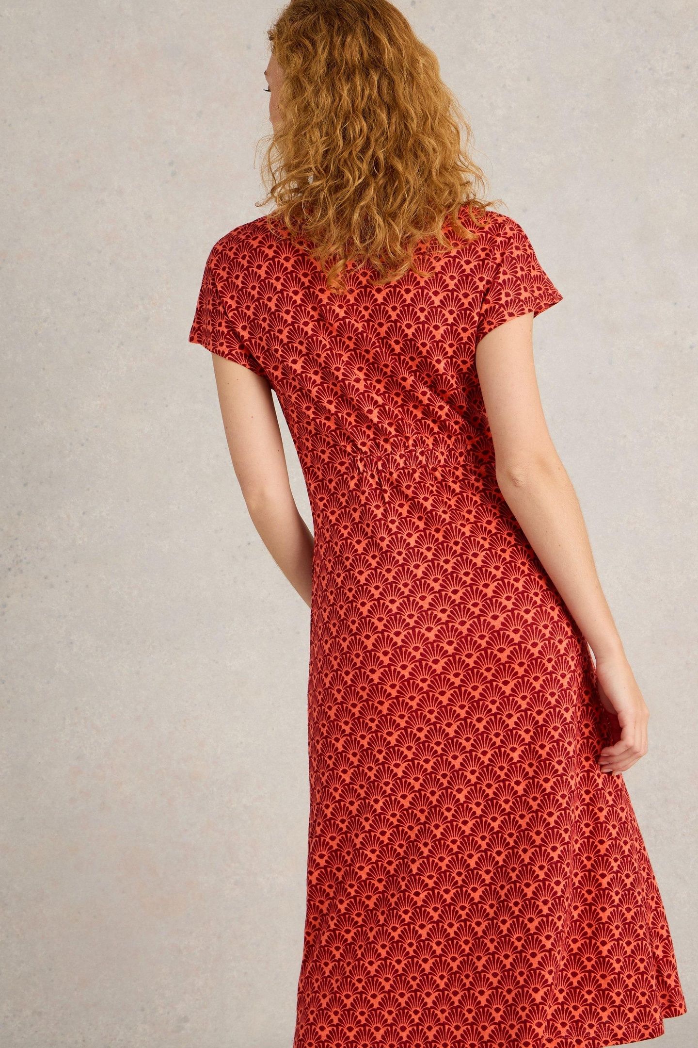 ELLIE LINEN JERSEY DRESS RED MULTI 3