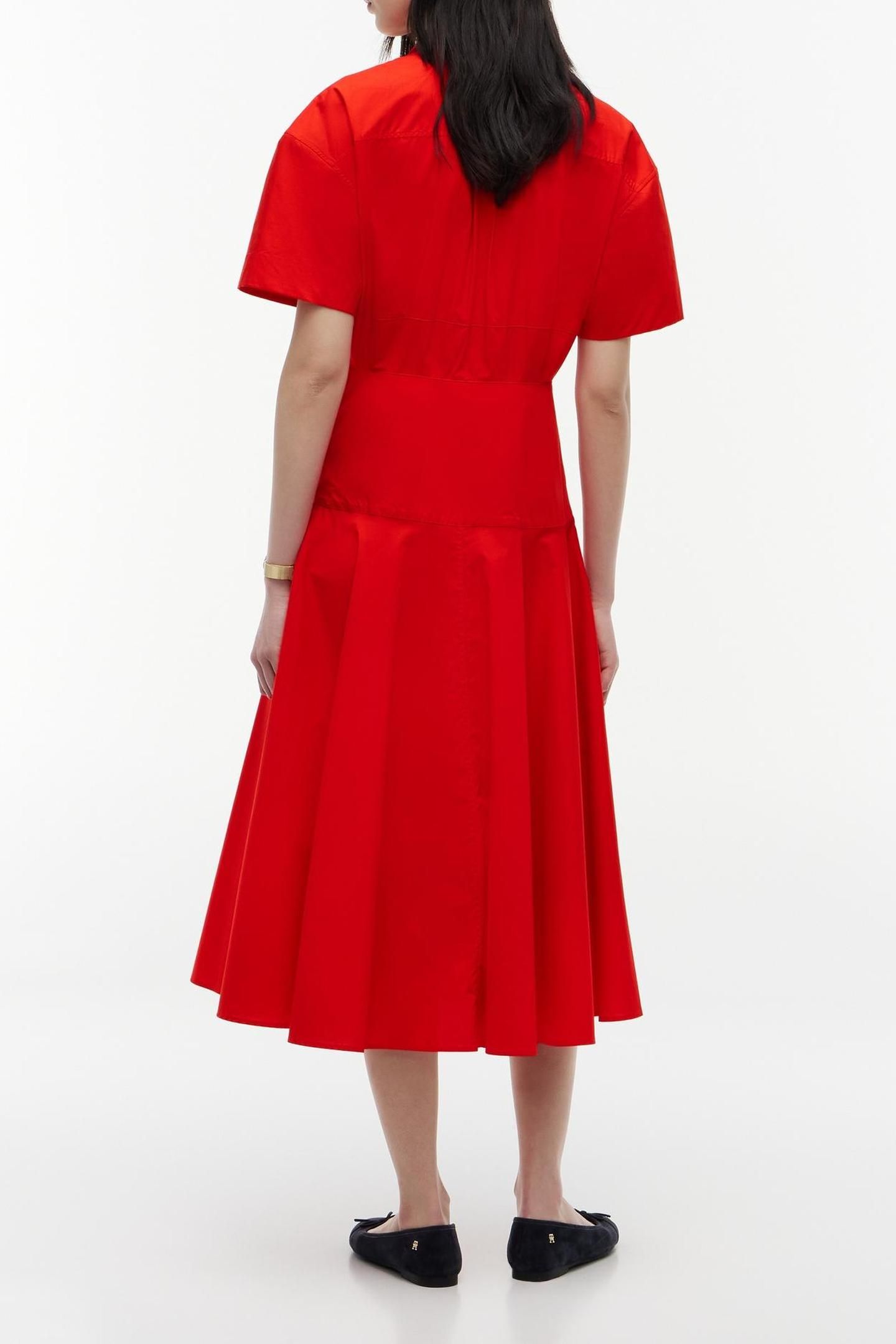 POPLIN FLRE SS MIDI FIRE RED 2