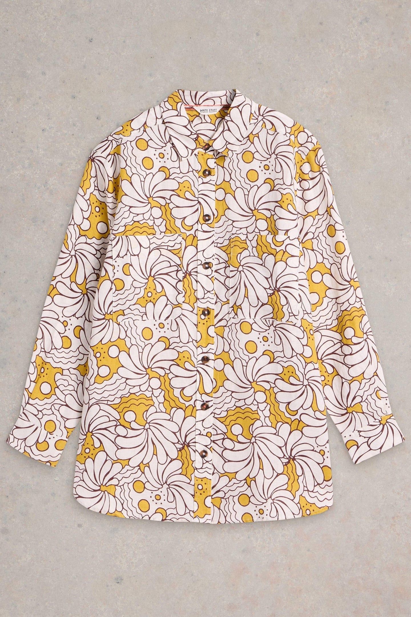 LYDIA LINEN SHIRT YELLOW PRINT 5