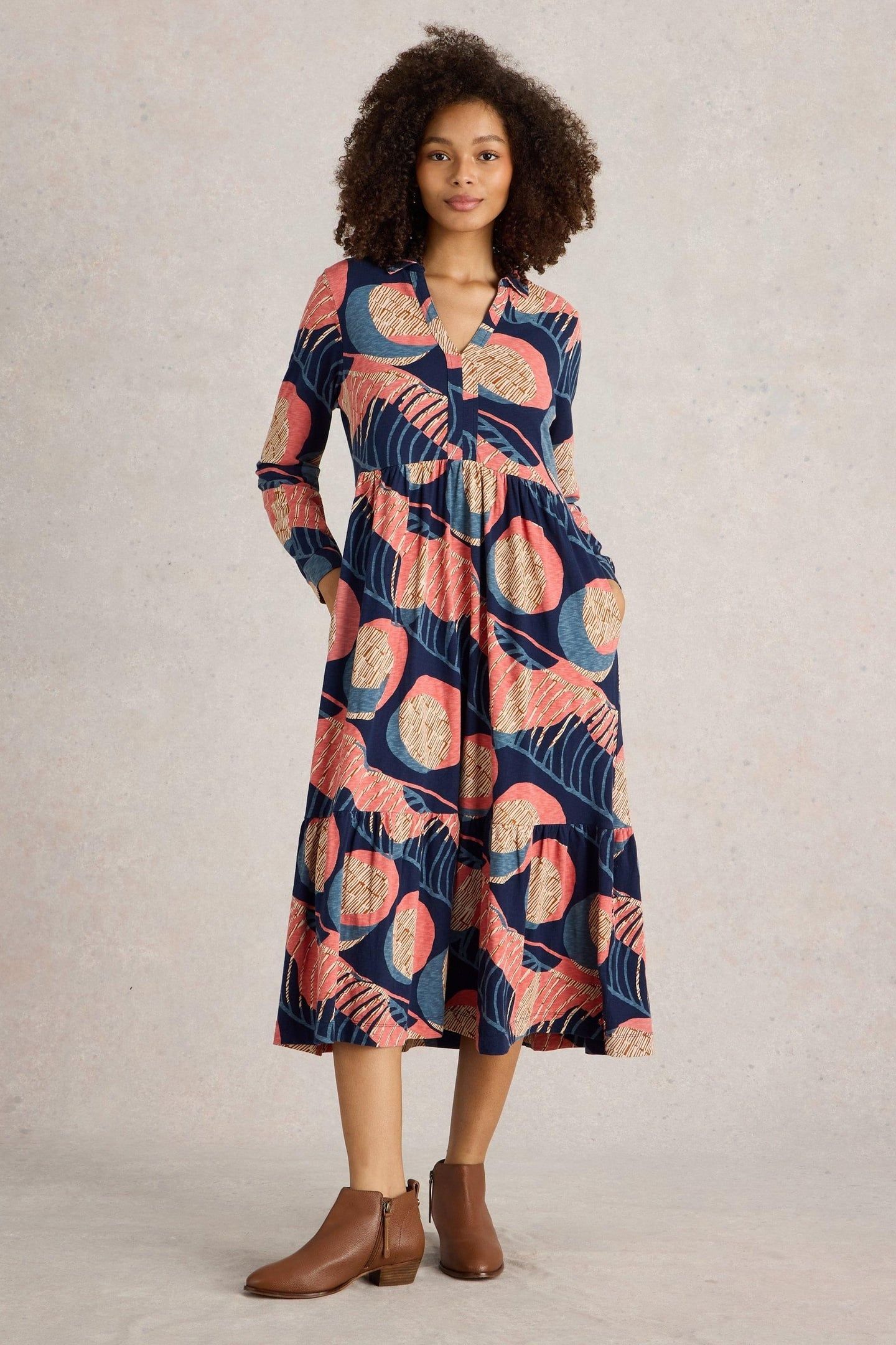 AIMEE JERSEY DRESS NAVY MULTI 1