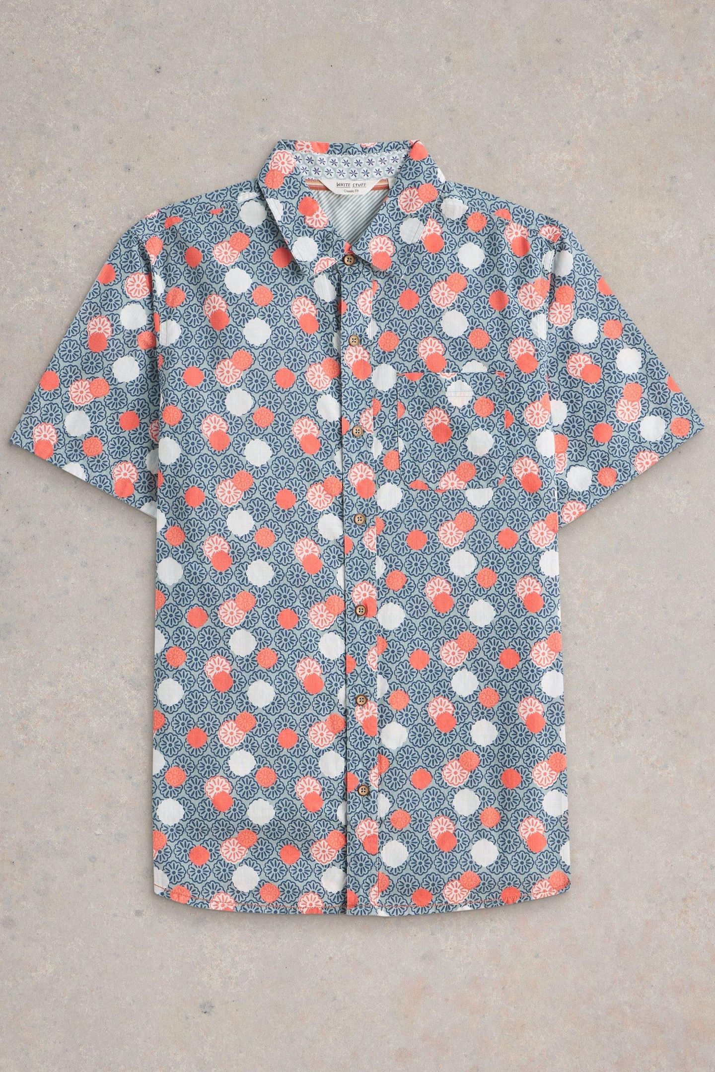 FLORAL STAMP SS PRINTED SHIRT BLUE PRINT 3