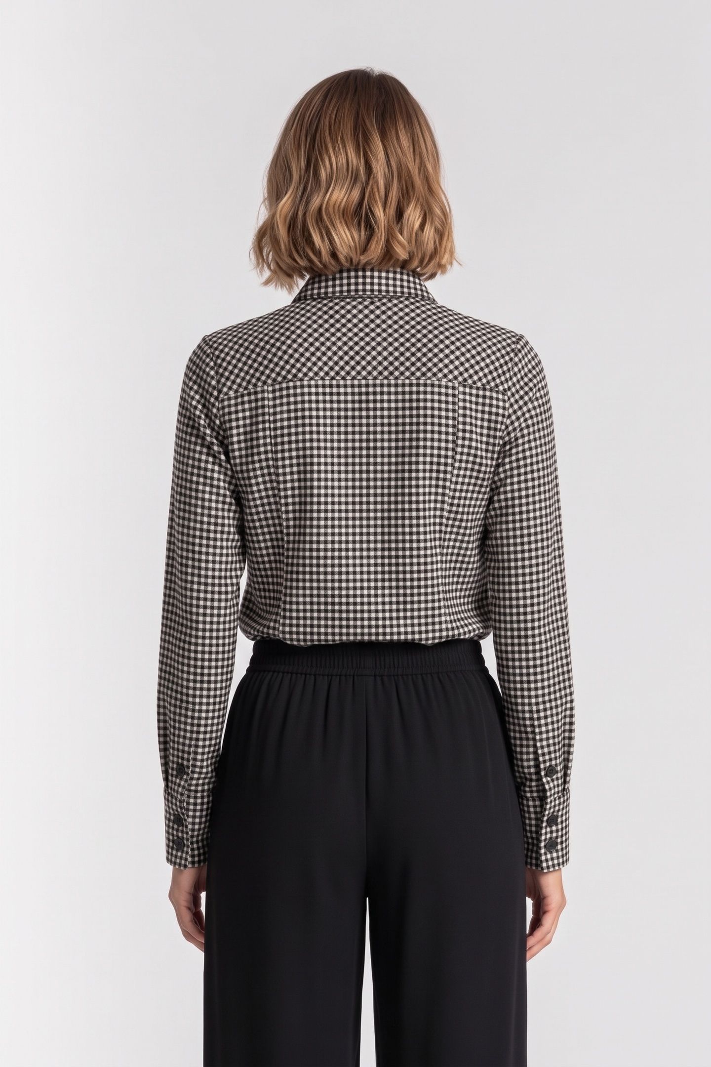 LONG-SLEEVED SHIRT W CLASSIC COLLAR BLACK WHITE 2