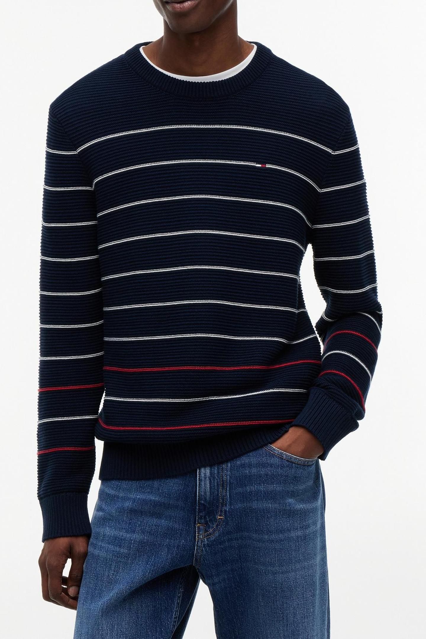 SLIM STRIPE SWEATER DARK NIGHT NAVY STRIPE 1