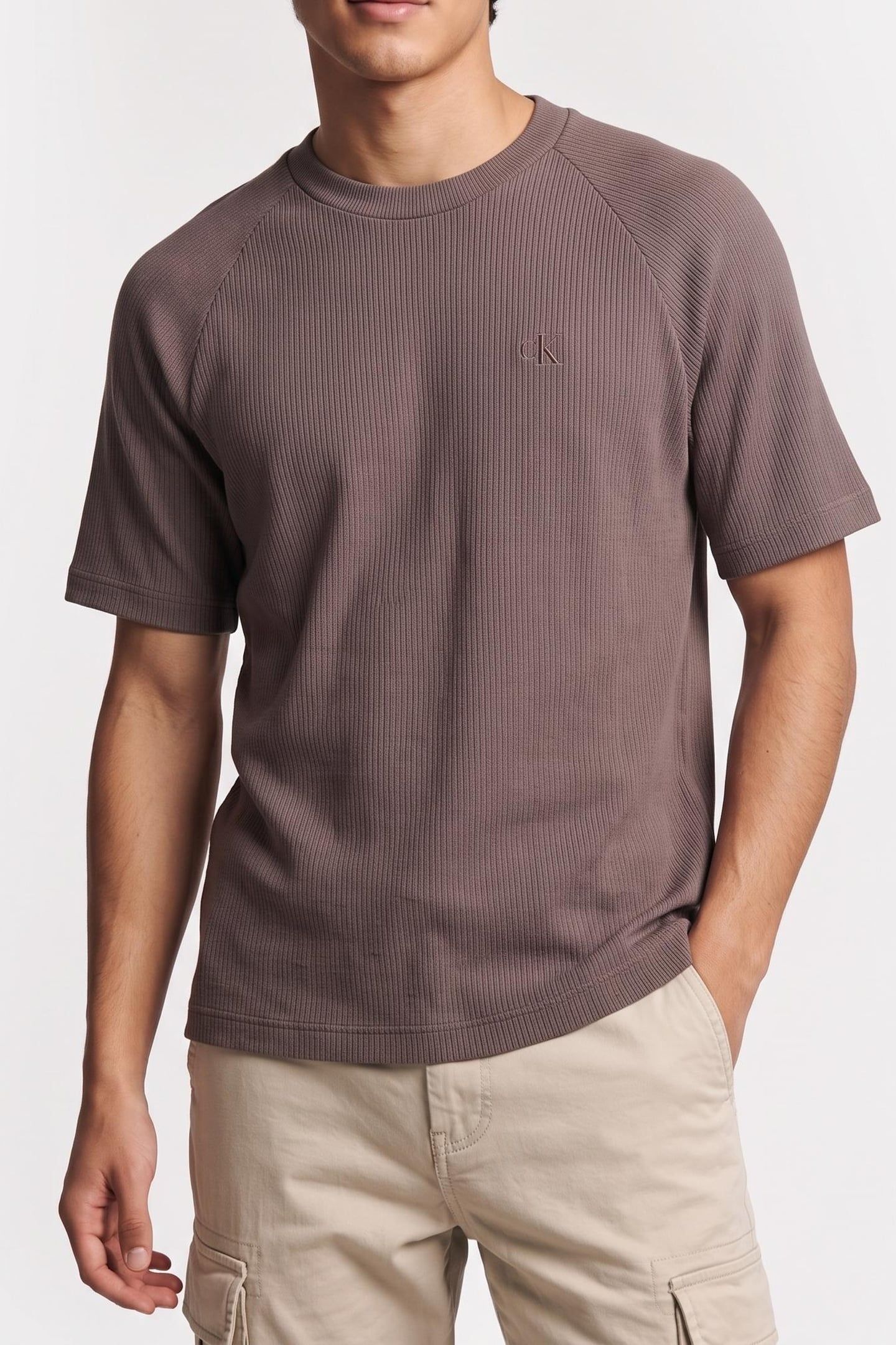 COZY FLATBACK RIB SHORT SLEEVE TEE CHERRY TAUPE 1