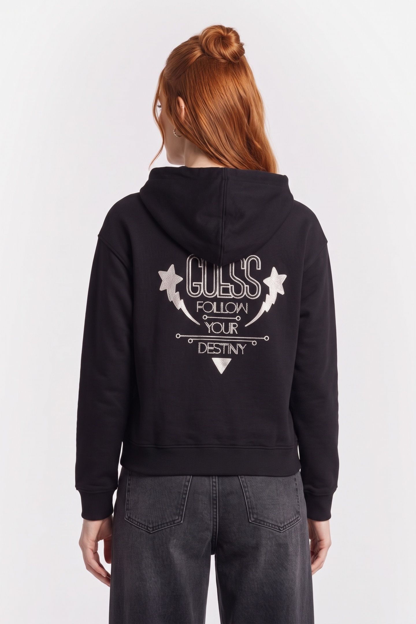 GUESS ECO HOODIE SHINY CORD SW JET BLACK A996 2