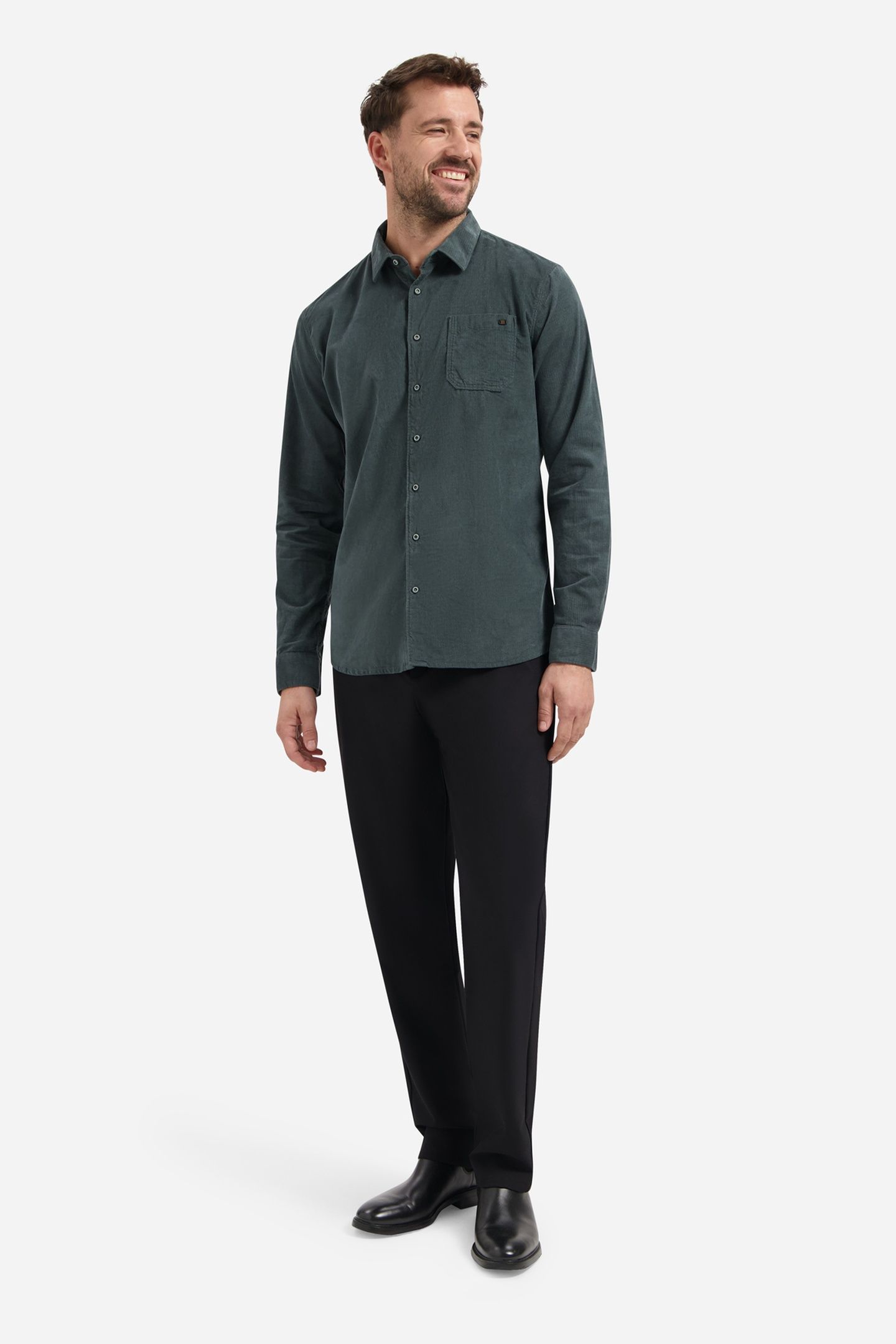 SHIRT HERRINGBONE FINE CORDUROY DARK STEEL 3