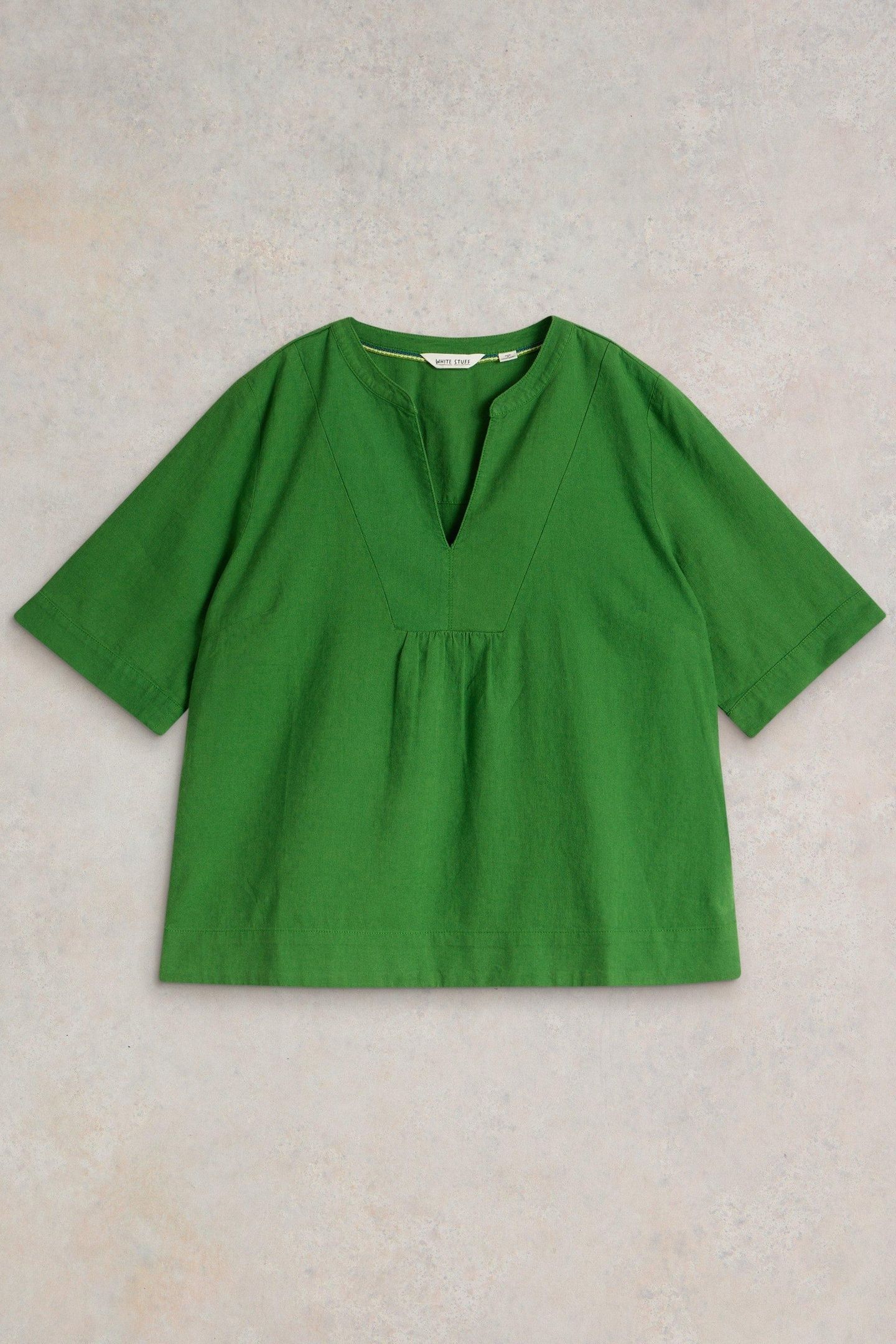 ASH LINEN BLEND TOP MID GREEN 4