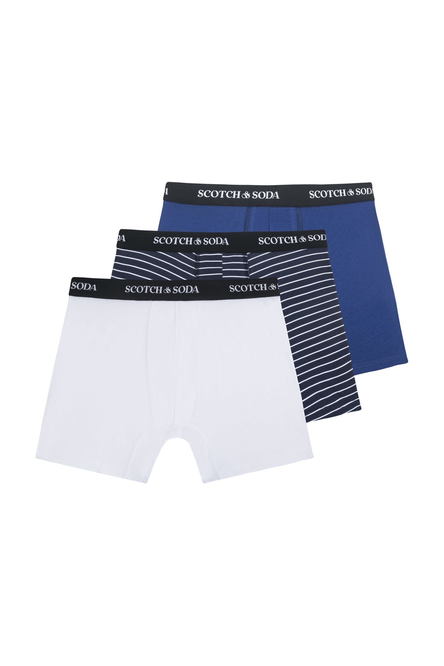3PK MENS COTTON STRETCH BOXER BRIEF NAVY / WHITE 1