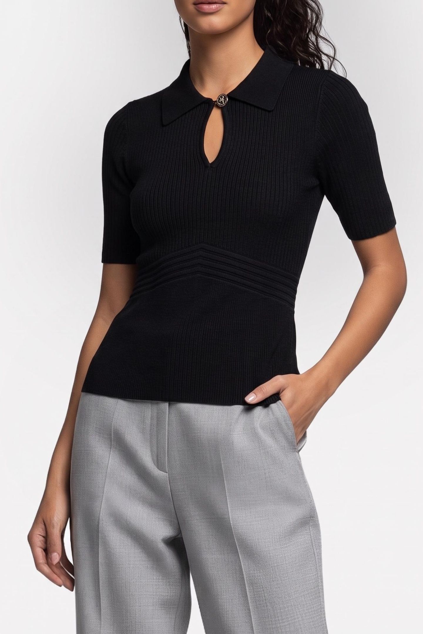 GUESS ECO FLORA CUT-OUT POLO S JET BLACK A996 1