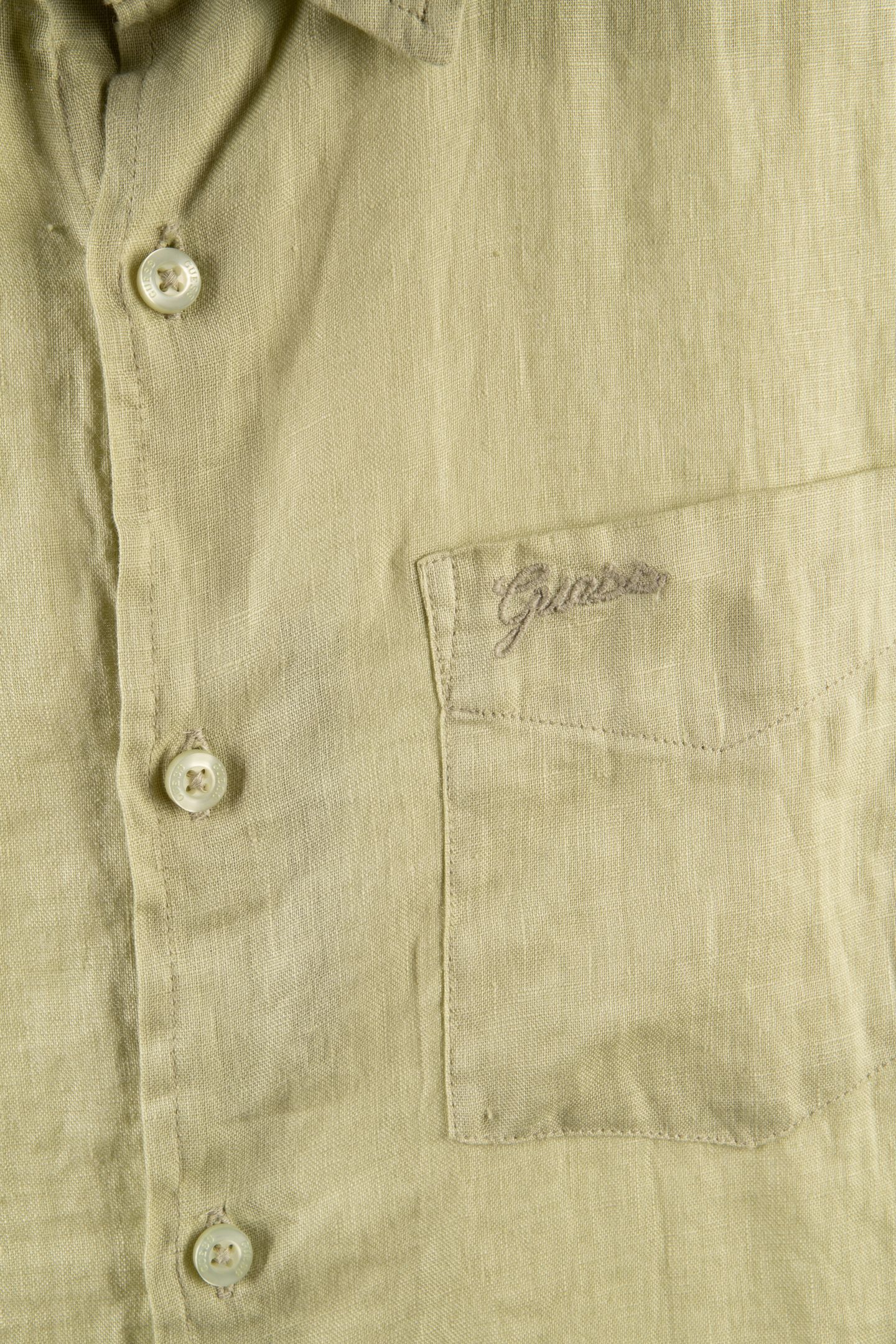 GUESS ECO LS NAPA LINEN SHIRT VETIVER LEAF MULTI 4
