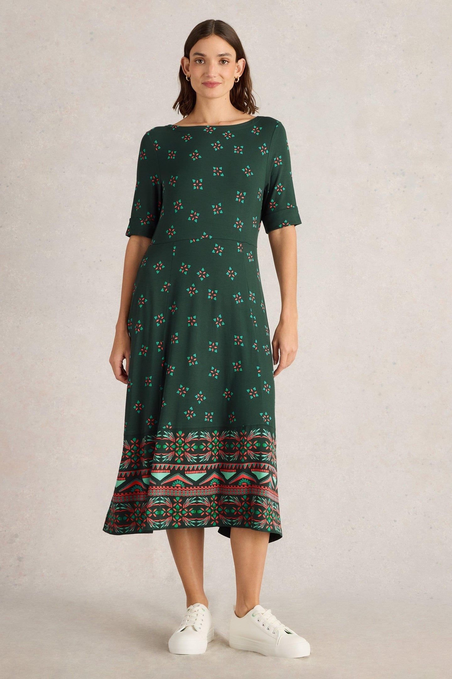 MILLIE JERSEY DRESS GREEN PRINT 1