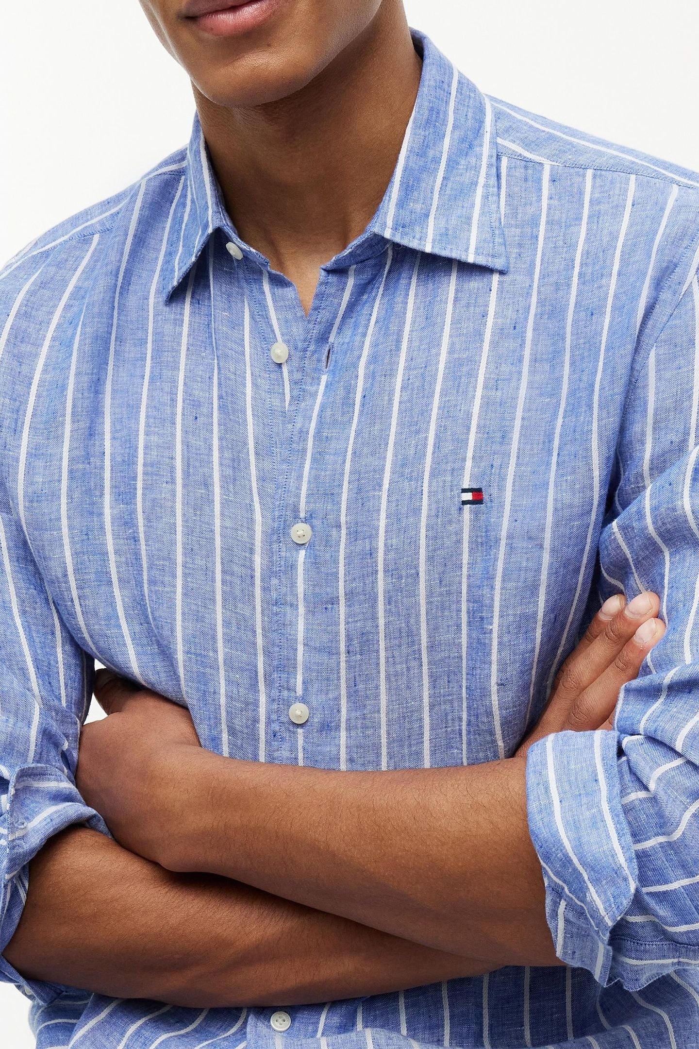 LINEN TEXTURED STRIPE SHIRT REGAL BLUE/STRIPE 5