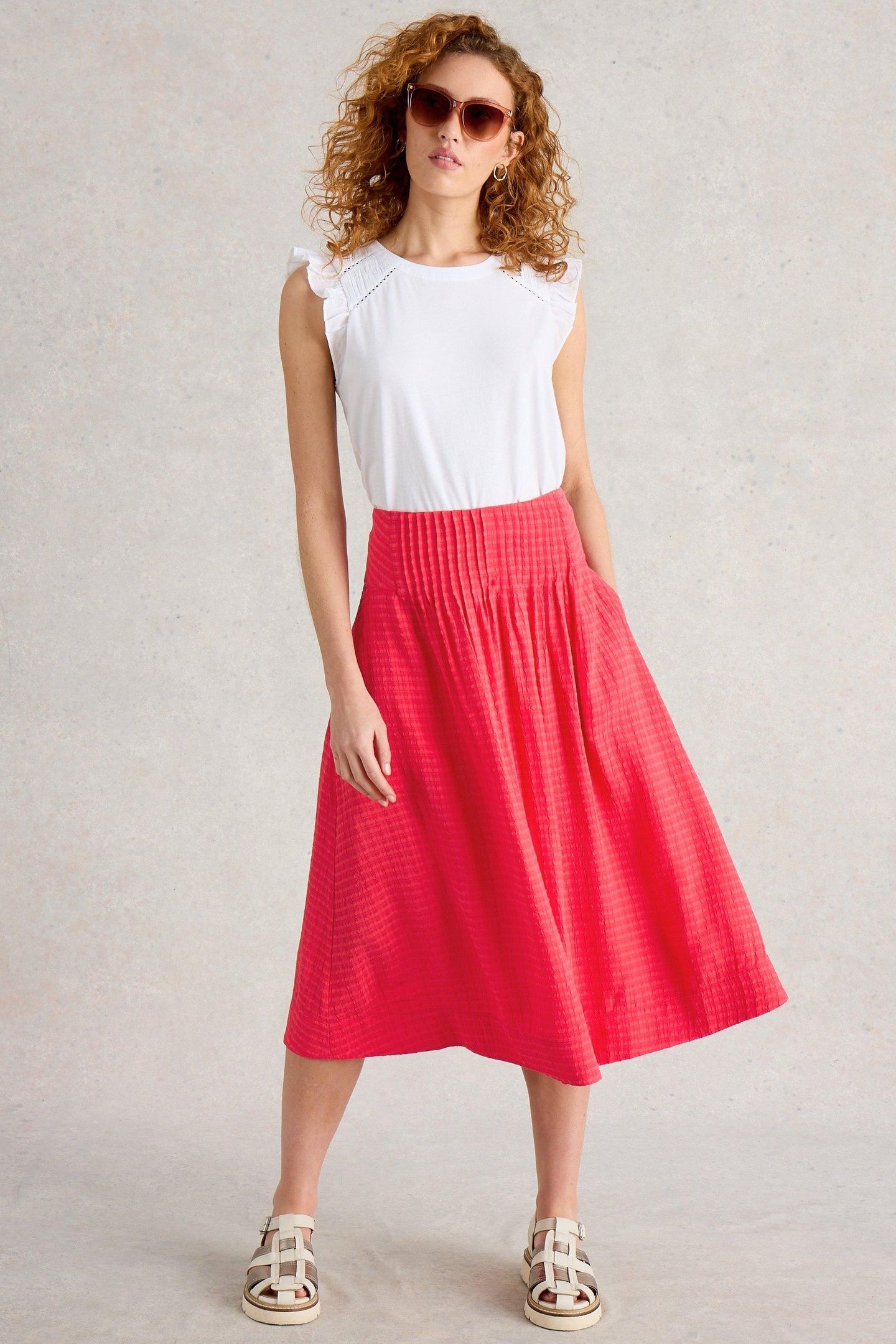 CHARLOTTE MIDI SKIRT DARK PINK 1